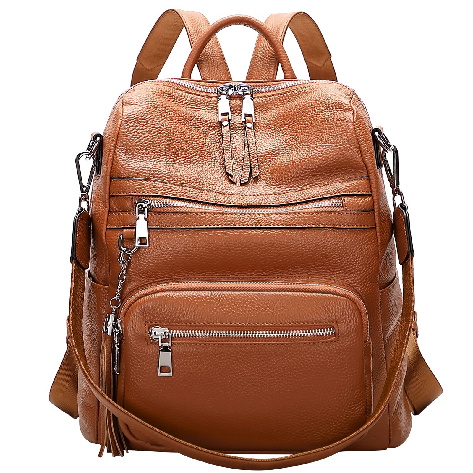 ALTOSY Genuine Leather Backpack Purse for Women - Large Capacity Laptop Bag with Multiple Pockets (S106 Brown) - Perfect for Work, Travel & College