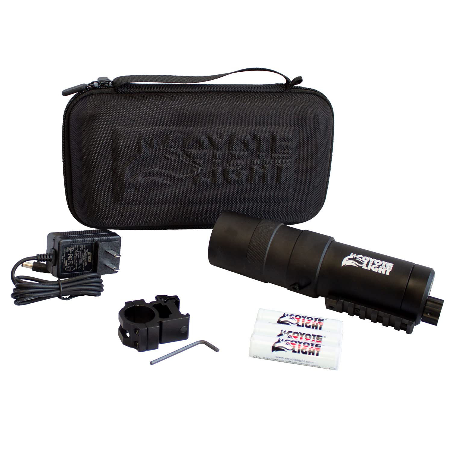 CoyoteLight Rechargeable Hunting Flashlight - Durable, Waterproof & Fogproof with Adjustable Intensity - Includes Case, 1