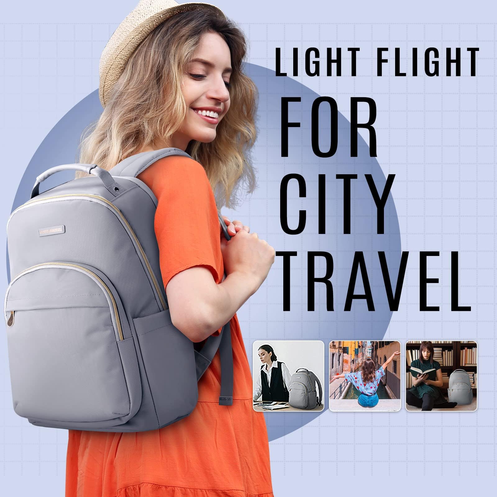 Lightweight Flight Laptop Backpack for Women - 15.6 Inch Business Travel Backpack with USB Charging Port - Perfect for Work, Commuting & Air Travel