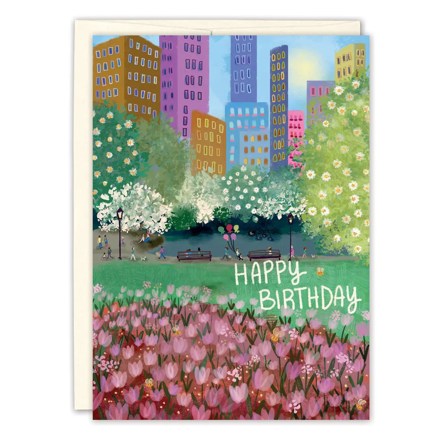 Beautiful City Park Scene Birthday Card - Perfect for Outdoor Lovers & Nature-Themed Celebrations