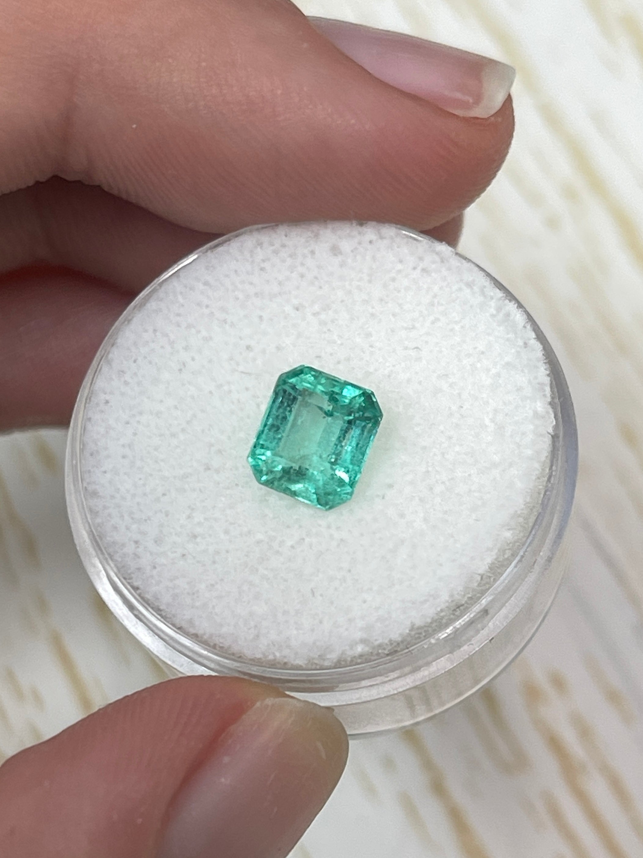 1.59 Carat 7x6mm Pastel Green Natural Loose Colombian Emerald Gemstone - Emerald Cut for Jewelry Making, Engagement Rings & Collector's Pieces