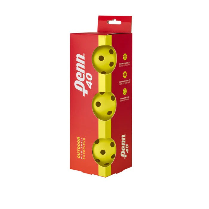 Penn 40 Outdoor Pickleball Set - 3 Pack Premium Balls for Pickleball Players | Perfect for Outdoor Games, Tournaments & Backyard Fun