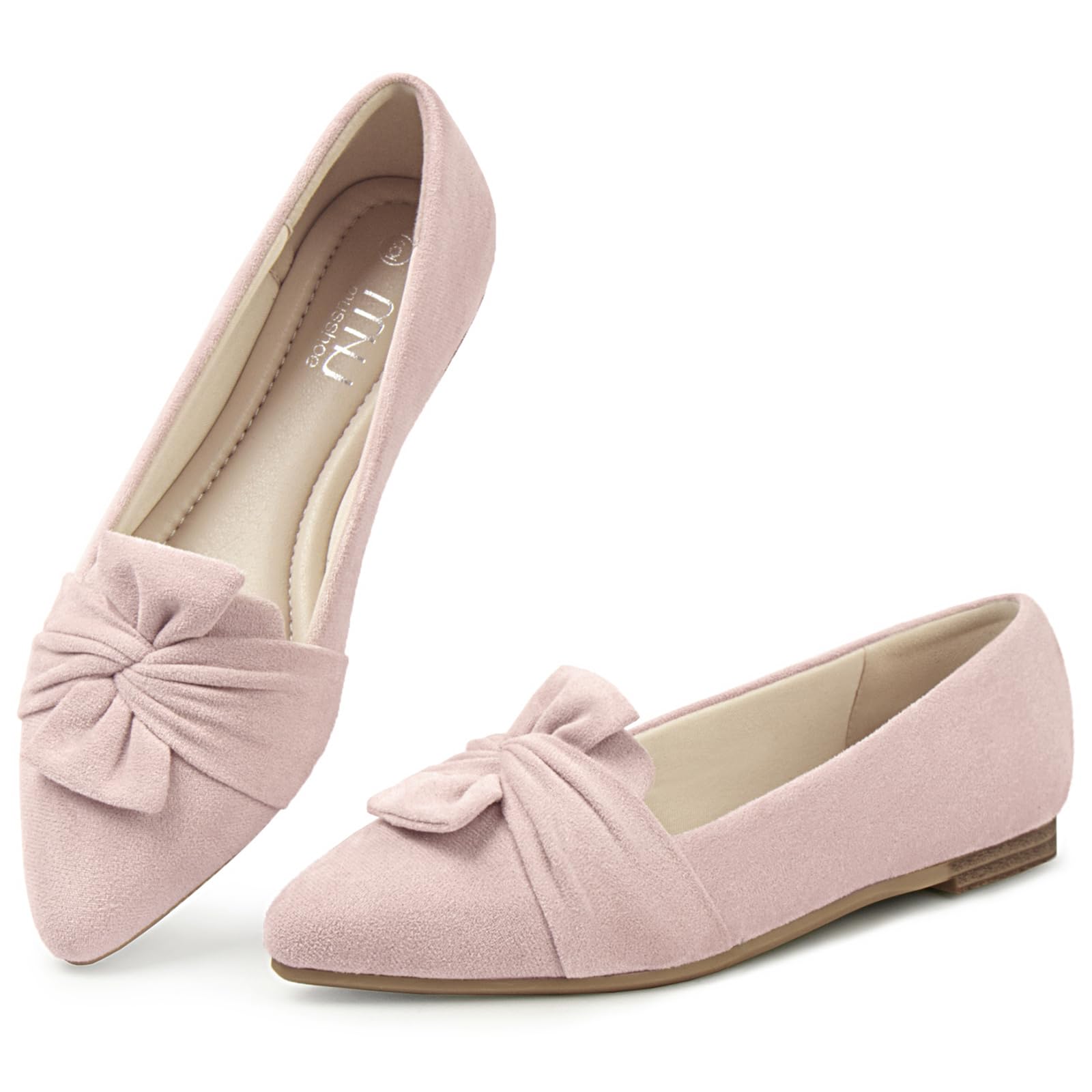 MUSSHOE Women's Pointed Toe Ballet Flats - Comfortable Dressy Bowknot Shoes for Work, Office & Wedding | Slip-On Casual Loafers for Women