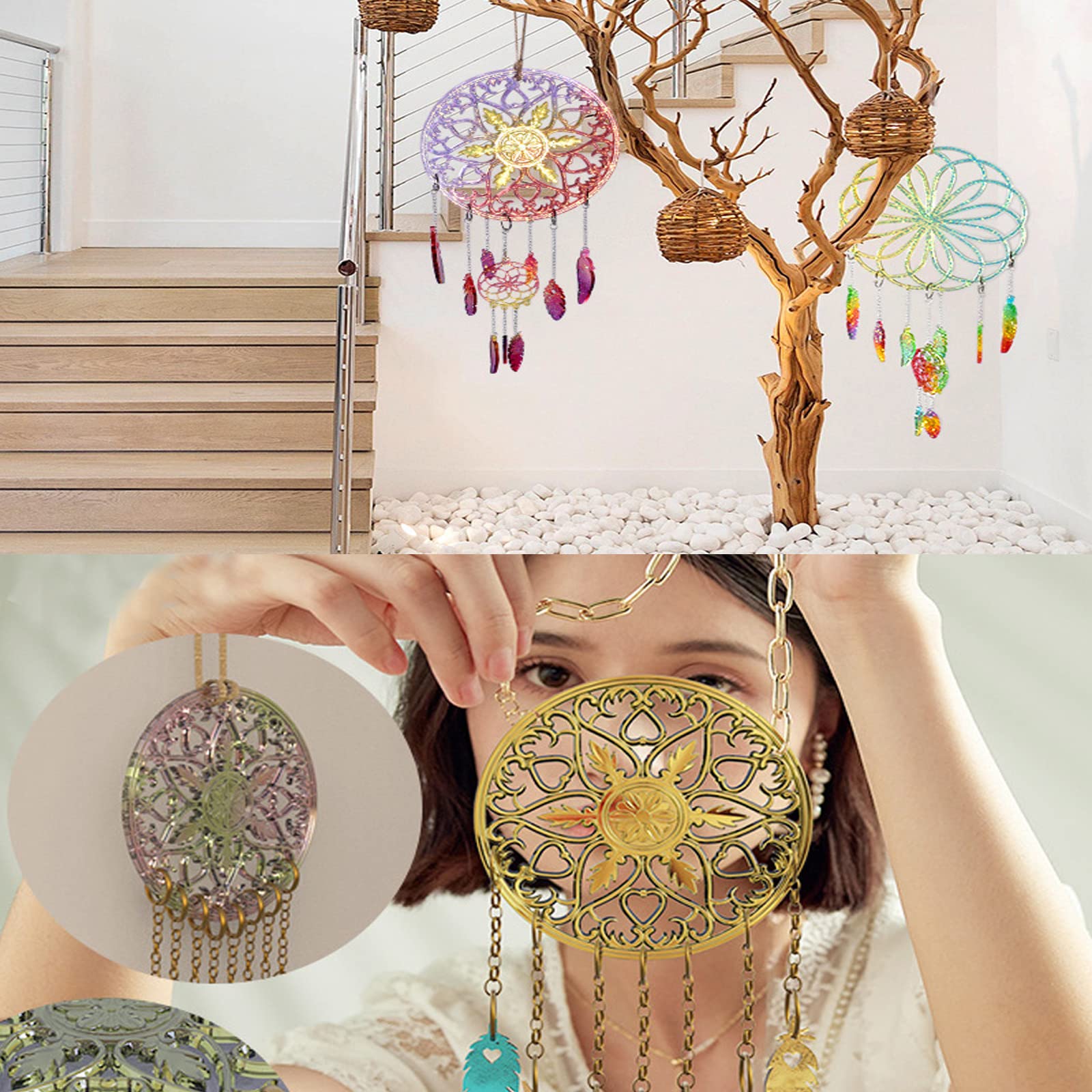 3PCS Large Silicone Mandala Resin Coaster Molds for DIY Epoxy Geode Casting - Perfect for Making Unique Cup Coasters, Wind Chimes & Home Decor Gifts