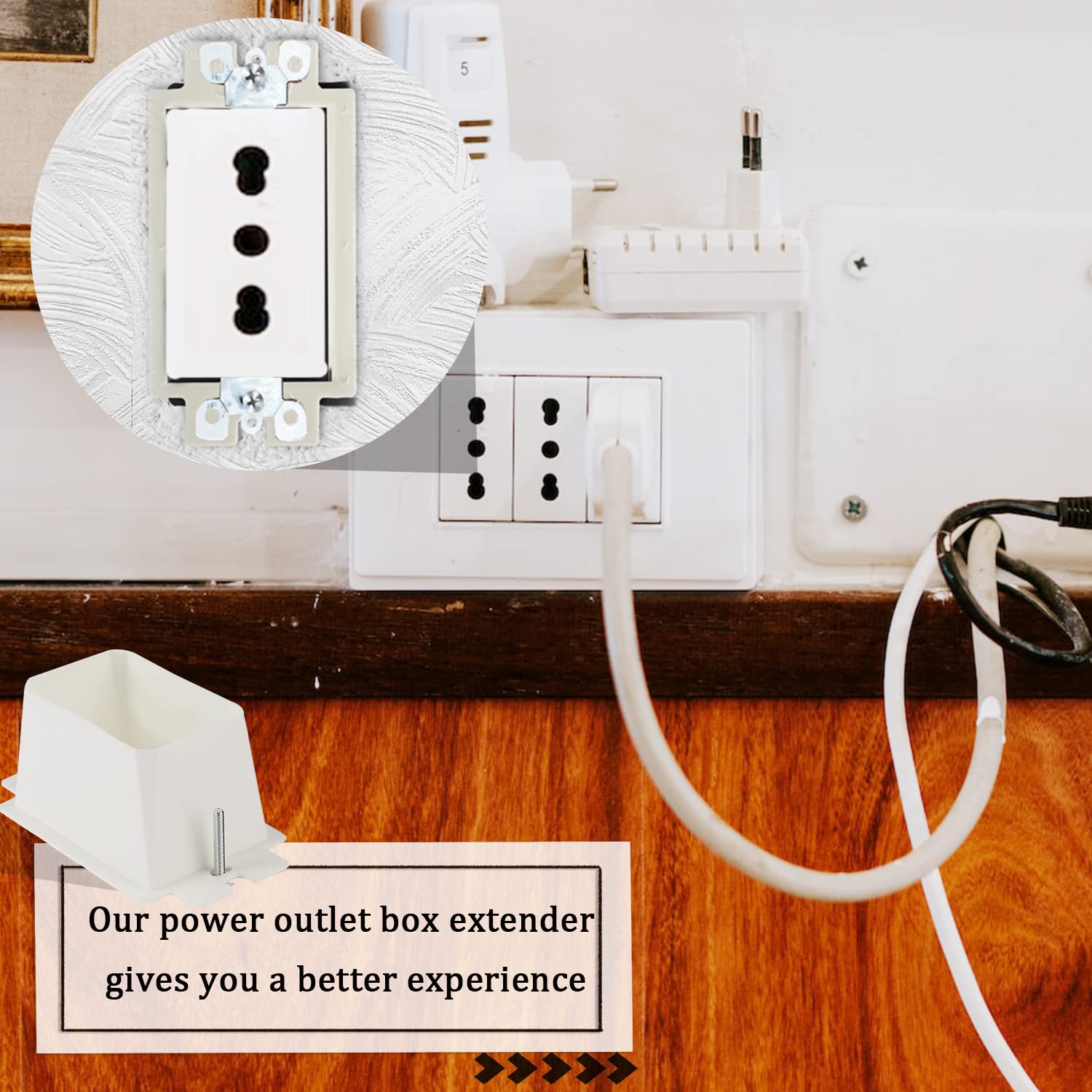5PCS BE1-2 Electrical Outlet Box Extenders with 10PCS Screws - 1-Gang White Plastic Box Extender for Power Outlets - Perfect for Home Renovation, Electrical Upgrades and DIY Projects