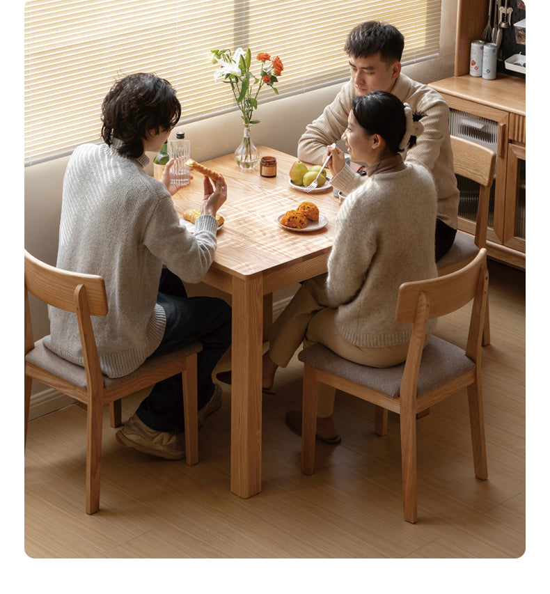 Solid Oak Wood Square Dining Table - Rustic Farmhouse Style for Kitchen, Dining Room & Small Spaces | Durable & Stylish Home Furniture