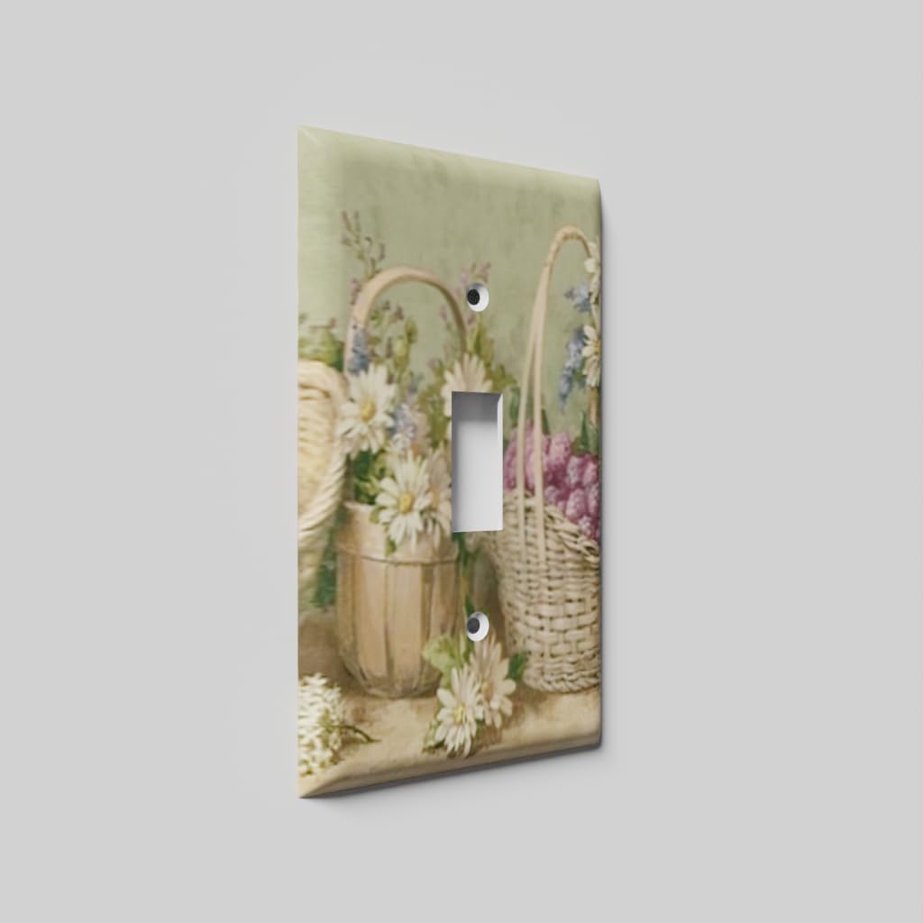 Decorative Flower Light Switch Cover - Single Toggle Wall Plate for Home Decor