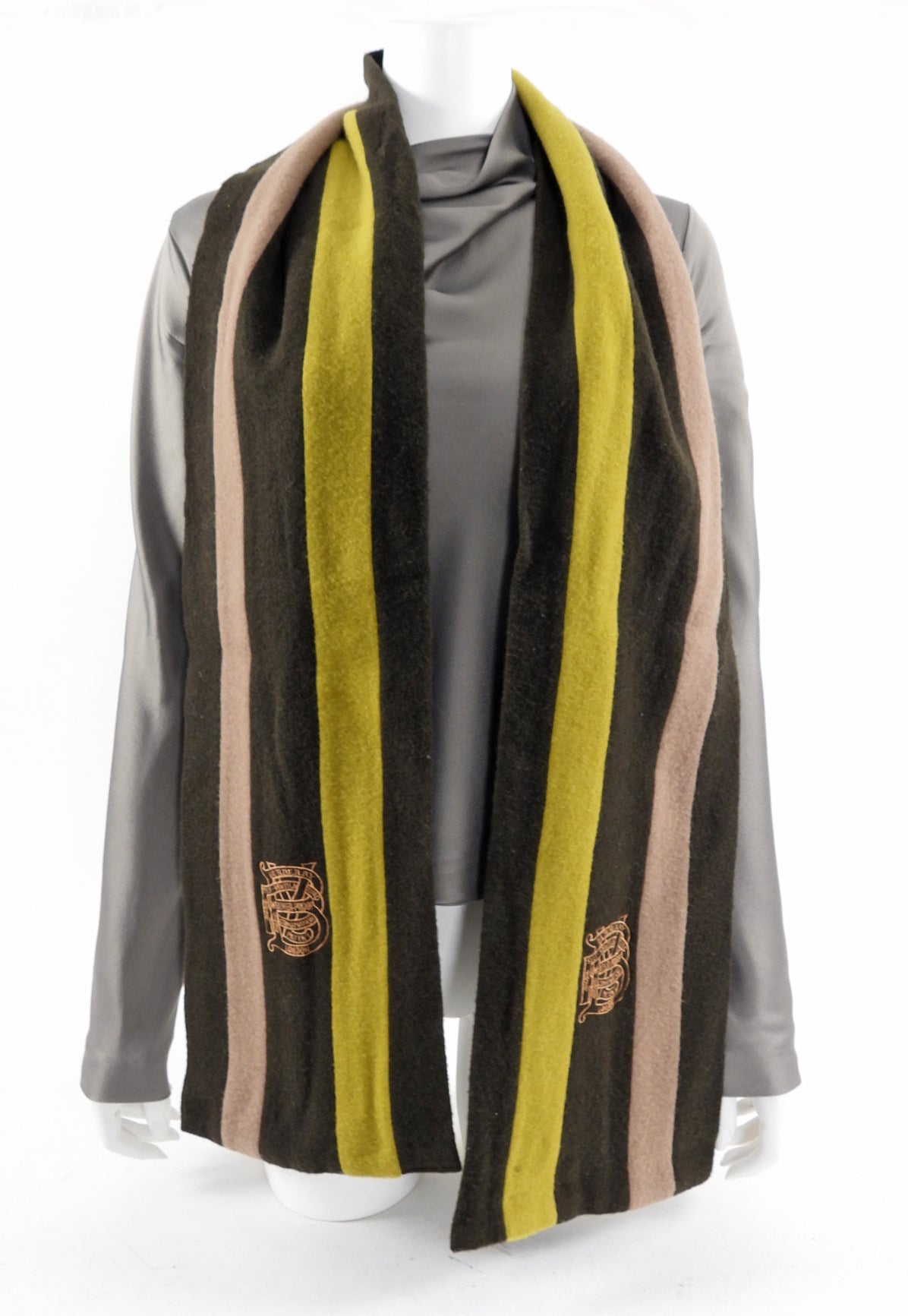 Burberry Wool Scarf - Brown and Green Striped Long Winter Scarf for Men & Women | Perfect for Cold Weather, Outdoor Activities & Fashion Accessories