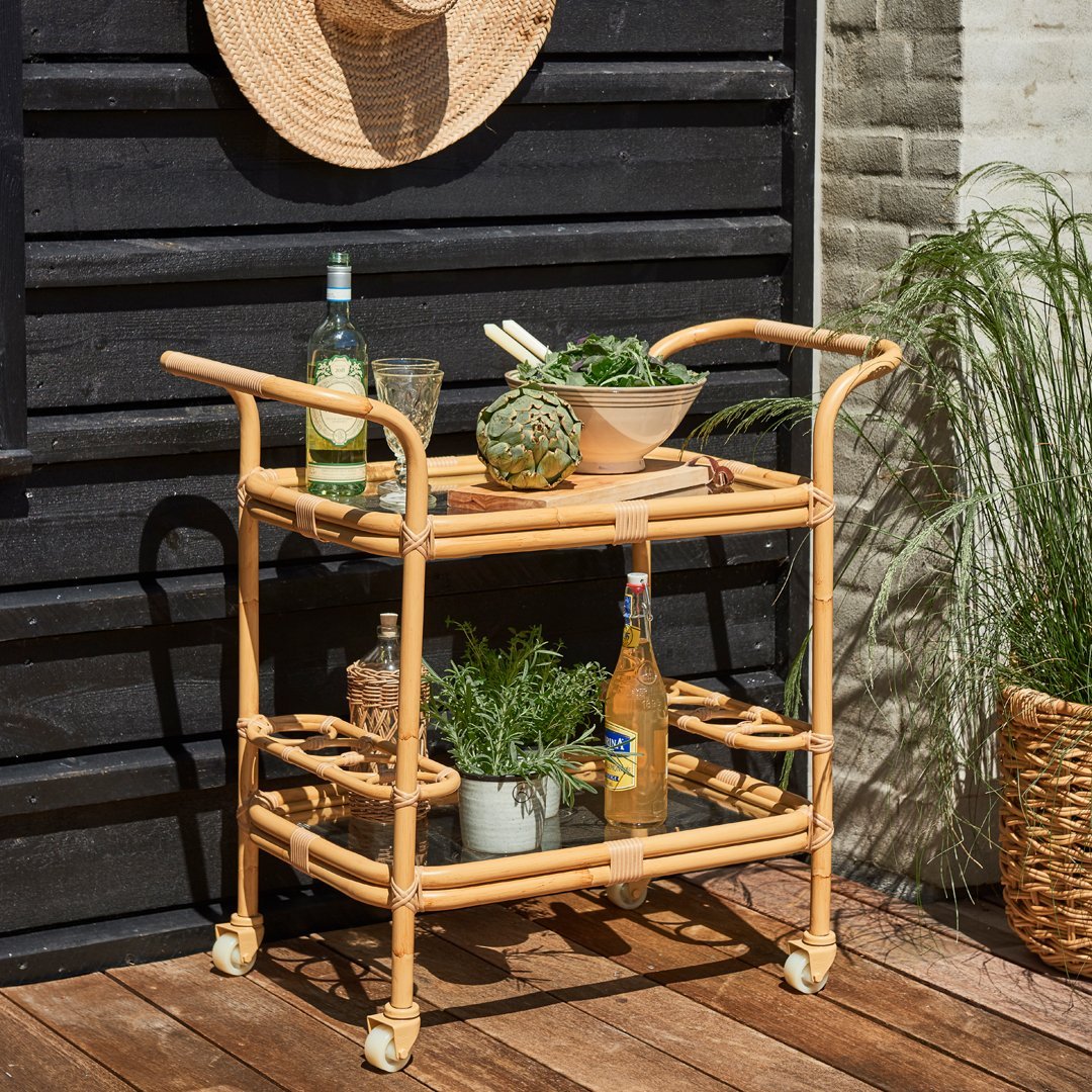 Premium Carlo Outdoor Bar Cart with Wheels - Portable Rolling Drink Trolley for Patio, Garden & Poolside Entertaining - Ideal for Cocktails, BBQ Parties & Outdoor Dining