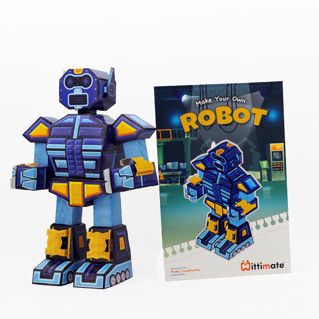 Mittimate DIY 3D Paper Robot Model Construction Kit for Kids Ages 8-12 | STEM Educational Building Blocks Toy | Creative Craft Activity for Children | Perfect for Birthday Gifts & Classroom Projects