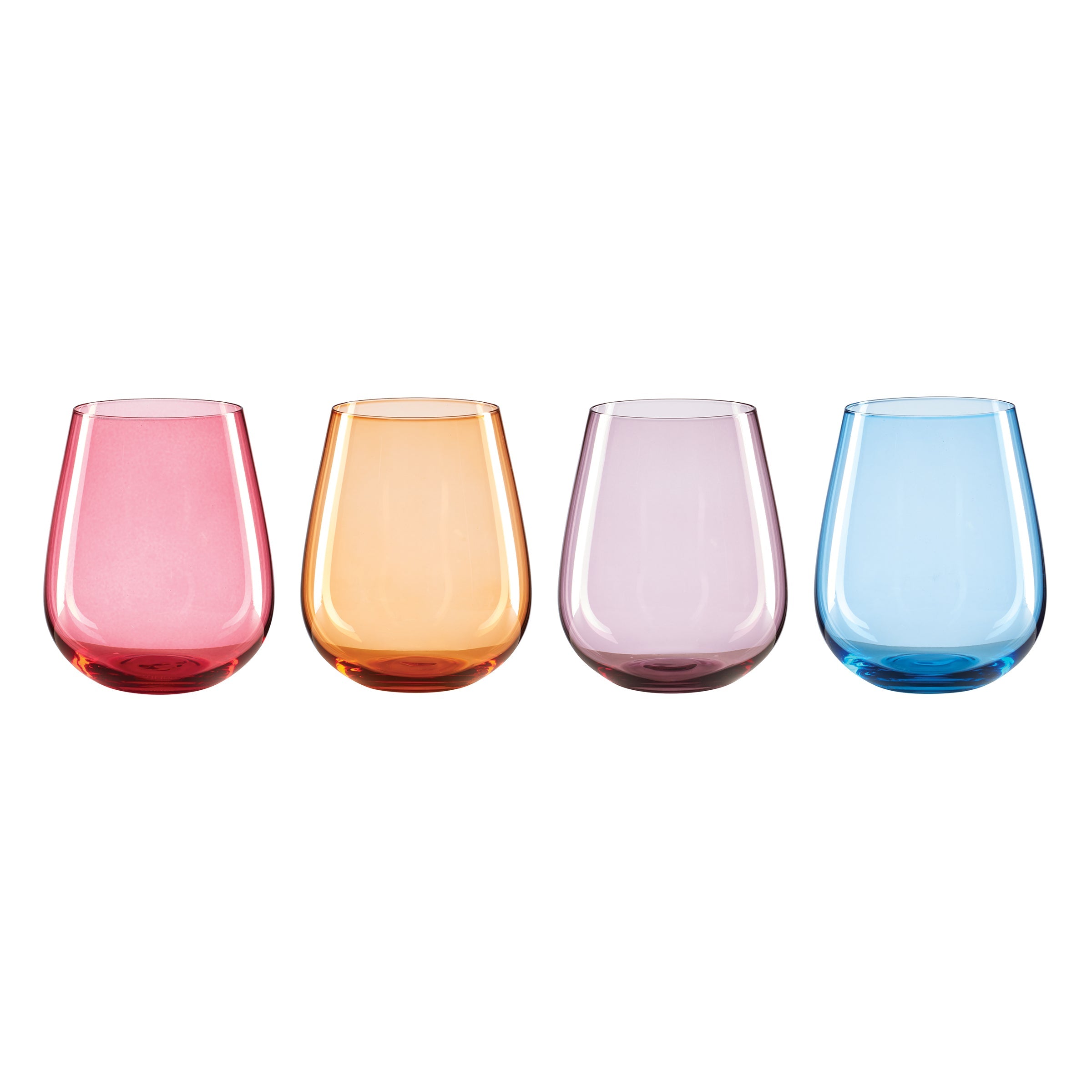 True Colors Stemless Wine Glasses Set of 4 - Elegant Unbreakable Glassware for Red White Wine Cocktails - Perfect for Parties, Weddings & Home Entertaining
