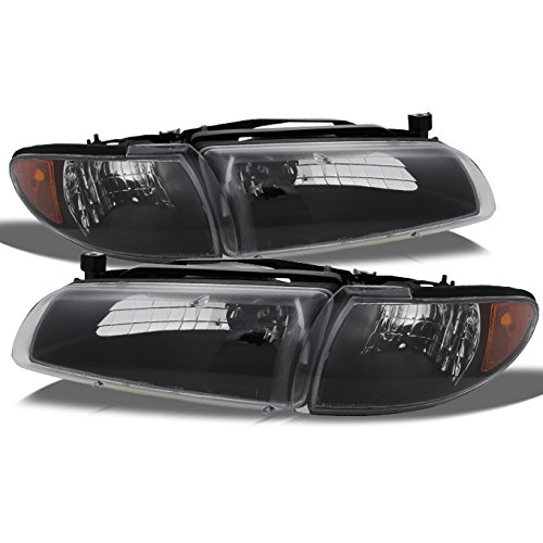 AKKON Replacement Headlights for Pontiac Grand Prix - Black Driver & Passenger Side Combo with Amber Corner Signal Lights | Perfect for Night Driving & Vehicle Restoration