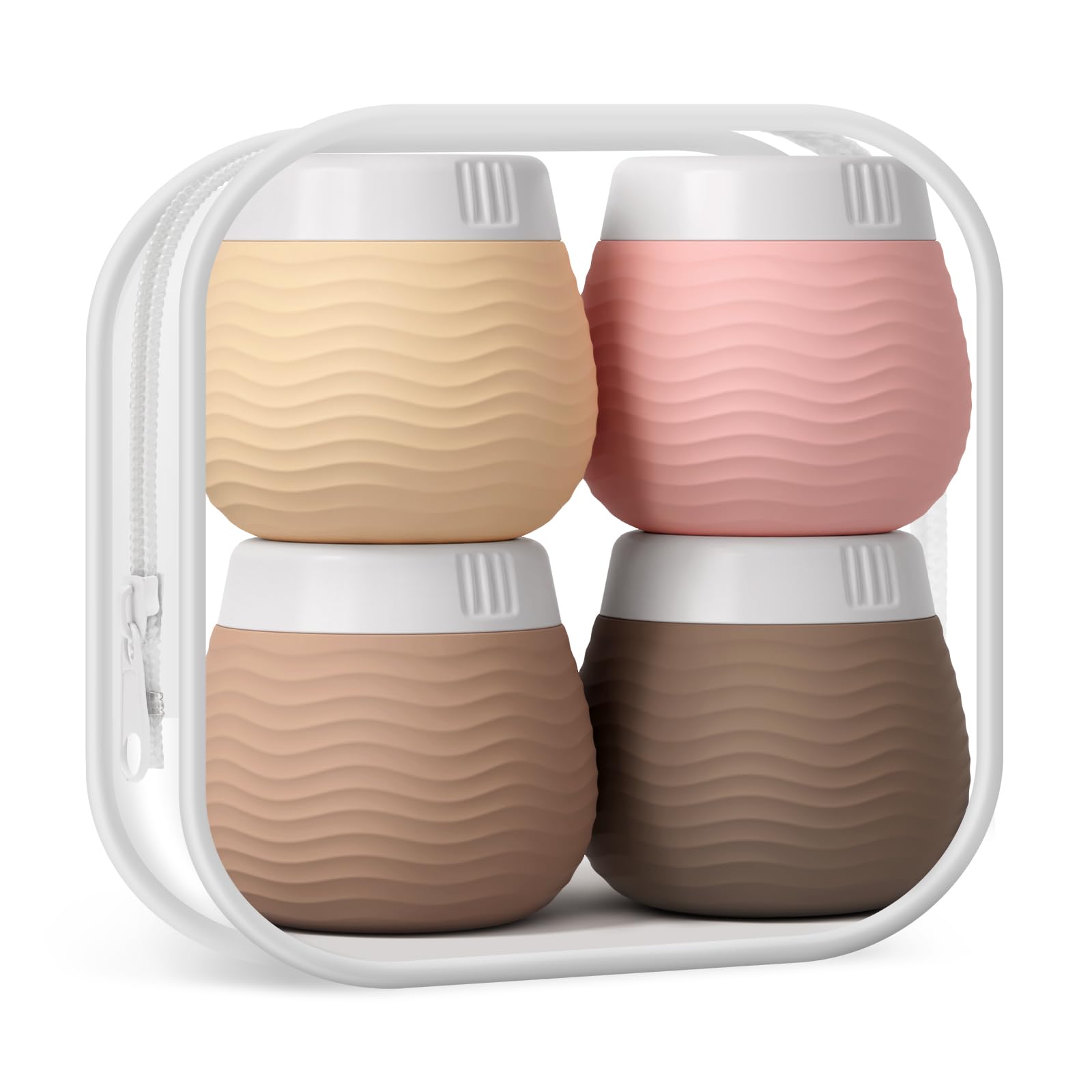 TSA Approved Silicone Travel Containers for Toiletries - 4 Pack Leak-Proof Cream Jars for Cosmetics, Face & Body Creams - Perfect for Air Travel, Gym Bags & On-The-Go Skincare