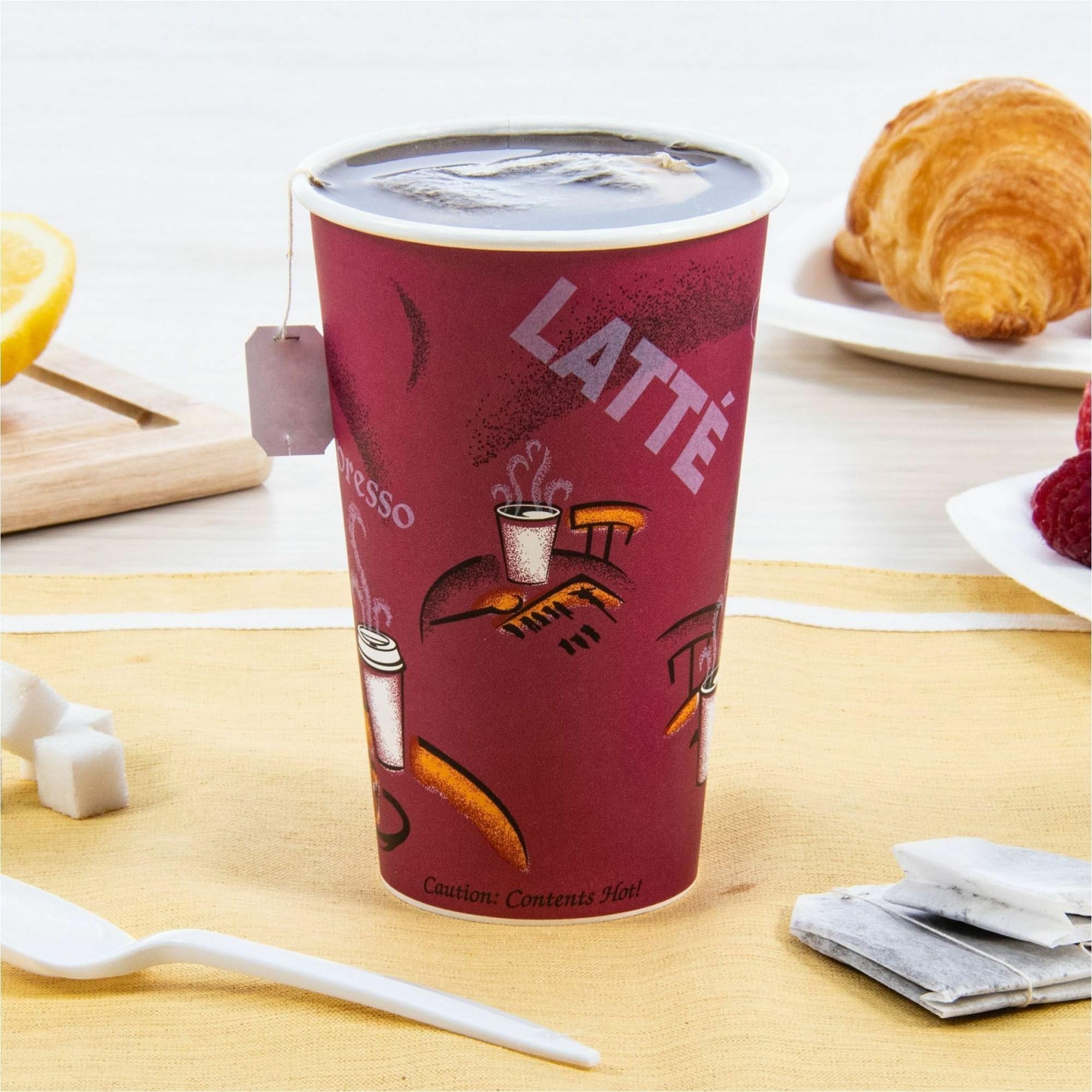 Solo® 16 Oz Maroon Paper Hot Cups - 300 Count Carton | Disposable Coffee Cups for Office, Cafes, and Events