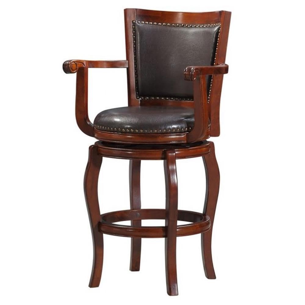 BOWERY HILL Cherry Wood Bar Stool with Swivel Seat - 46.5