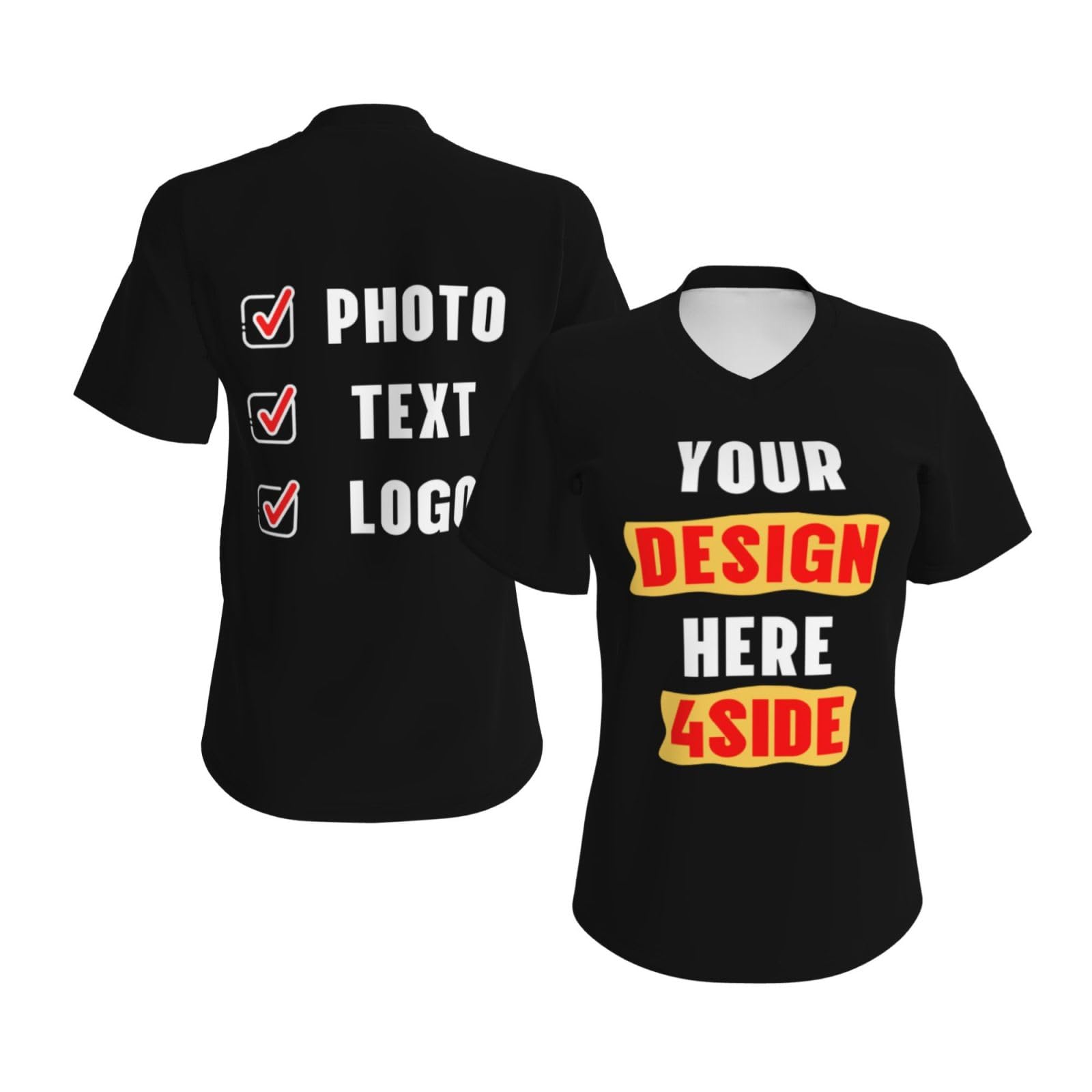 Custom V-Neck T-Shirts for Women - Personalized & Unique Design Your Own Shirt - Soft & Comfortable Fit for Casual Wear, Gifts & Events