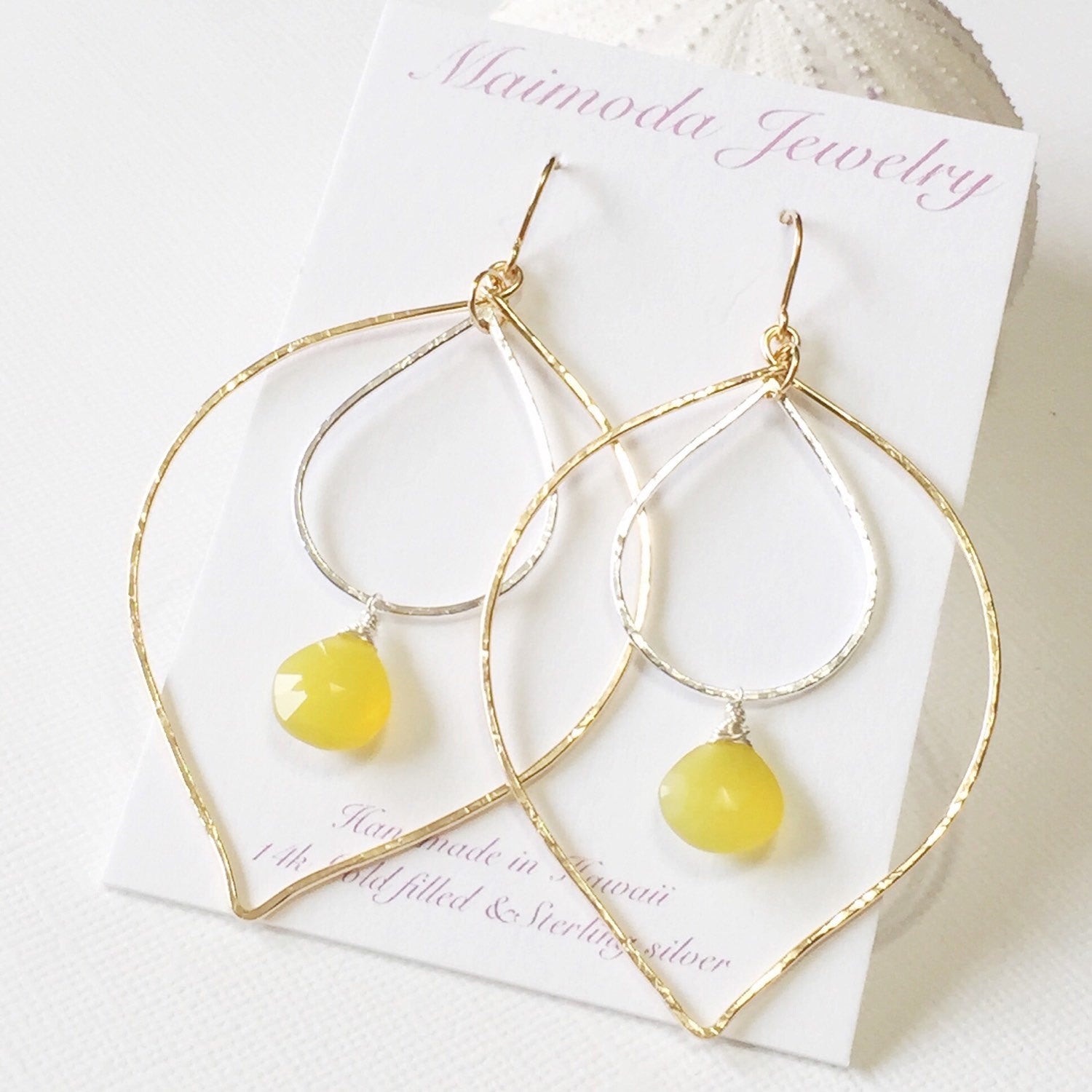Elegant Yoshiko Yellow Chalcedony Earrings (E205) - Perfect for Weddings, Parties & Special Occasions