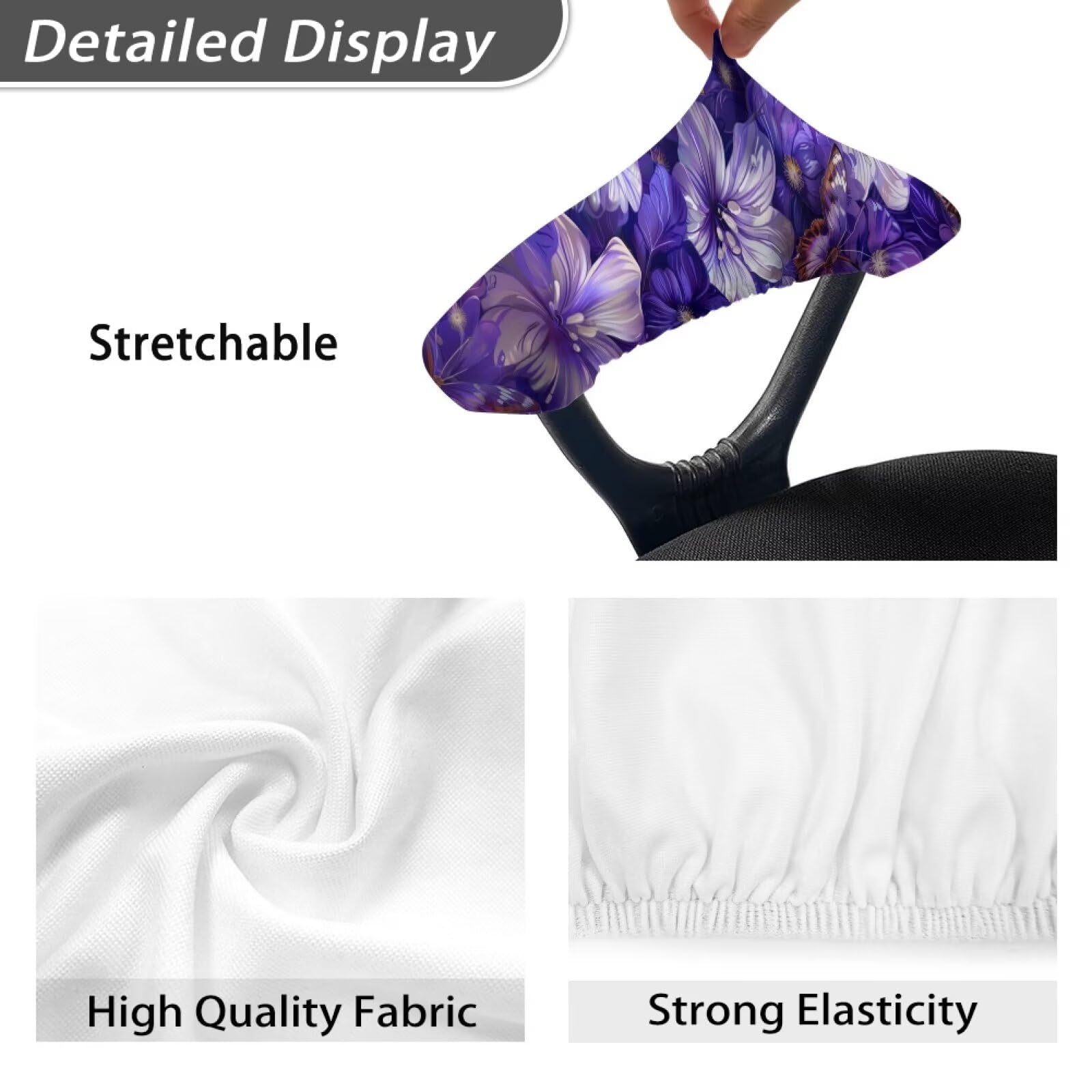Hibiscus Butterfly Print Office Chair Arm Covers - Set of 2 Breathable Soft Stretchable Slipcovers for Computer & Desk Chairs | Comfortable & Stylish Home Office Accessory for Work & Gaming
