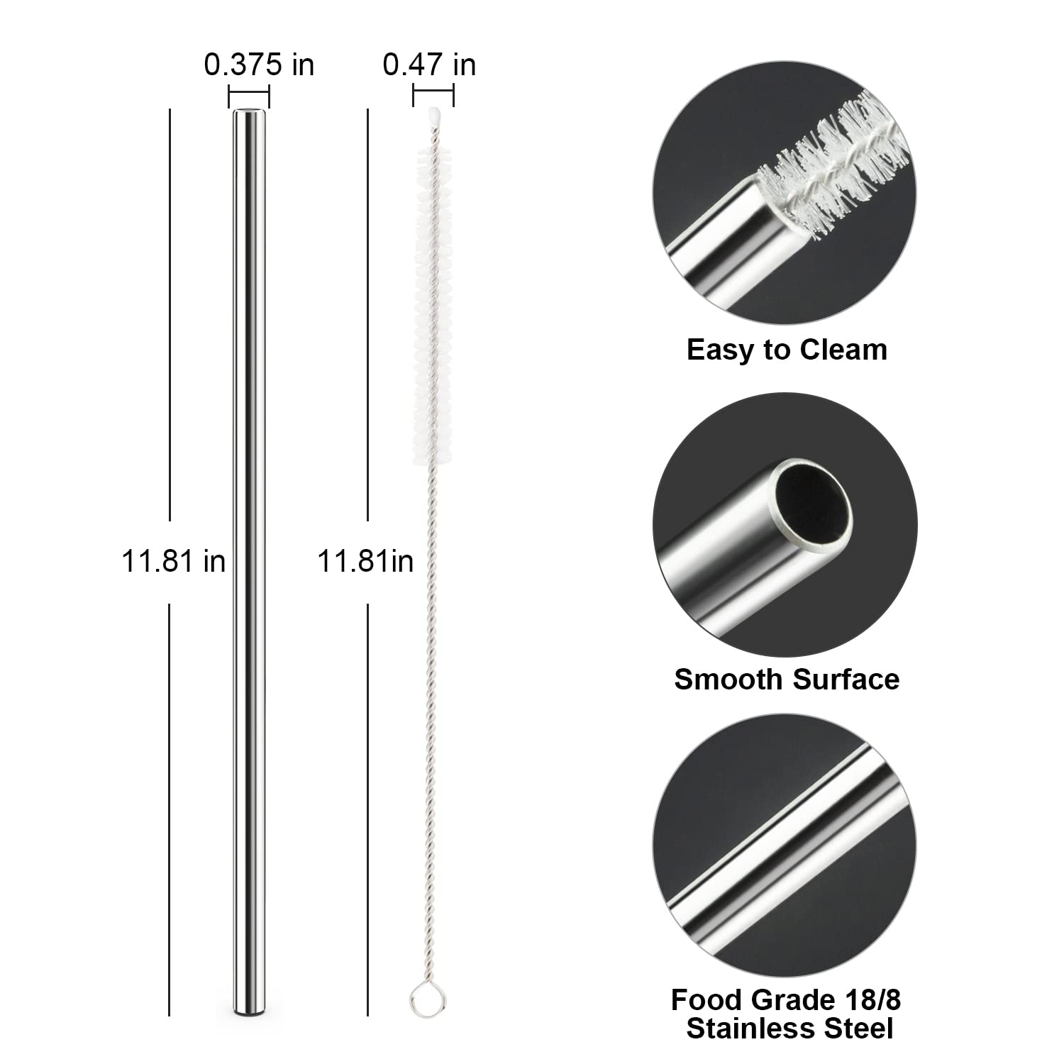 Stainless Steel Straws for Stanley Tumbler - 6 Pack with Brush | Travel & Outdoor Use