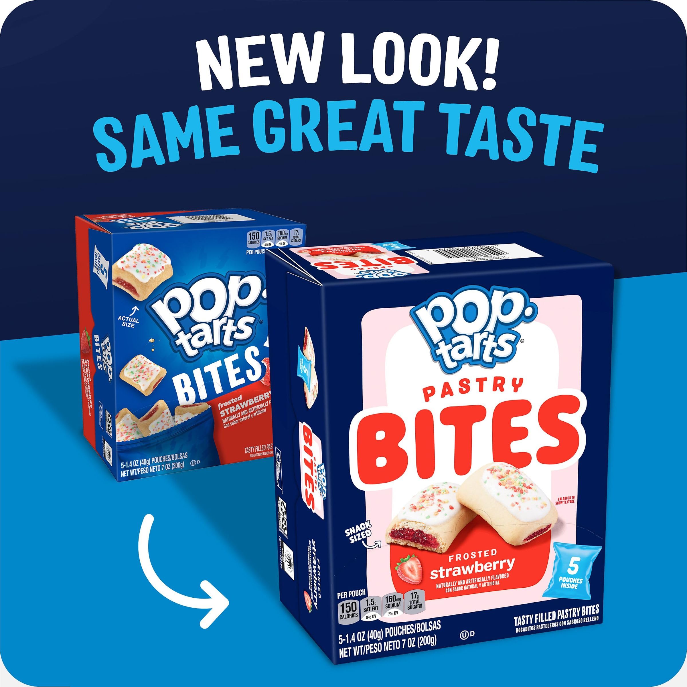 Pop-Tarts Frosted Strawberry Baked Pastry Bites - 7oz Box (5 Pouches) | Kids Snacks, School Lunch, Breakfast On-The-Go, After-School Treats & Office Snacks