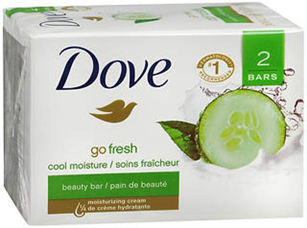 Dove Go Fresh Beauty Bar with Cucumber & Green Tea - 4 oz, 2 Bars - Refreshing Facial & Body Cleanser for Soft Skin - Perfect for Morning Shower & Post-Workout Refreshment