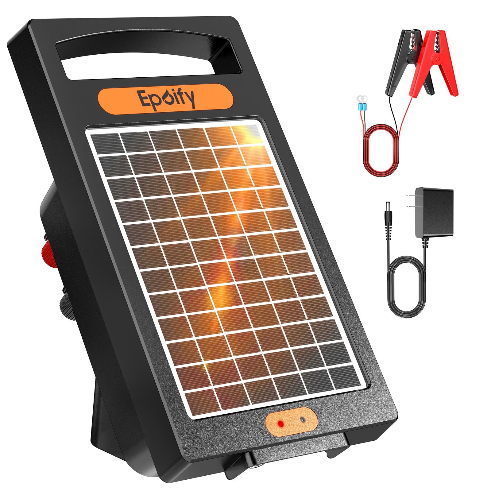 24 Hour Solar Electric Fence Charger - 10 Miles Range, 10200V Output with Solar Panel | Portable Livestock Fence Energizer (0.18J) for Cattle, Horses & Farm Animals | Weatherproof & Easy Installation