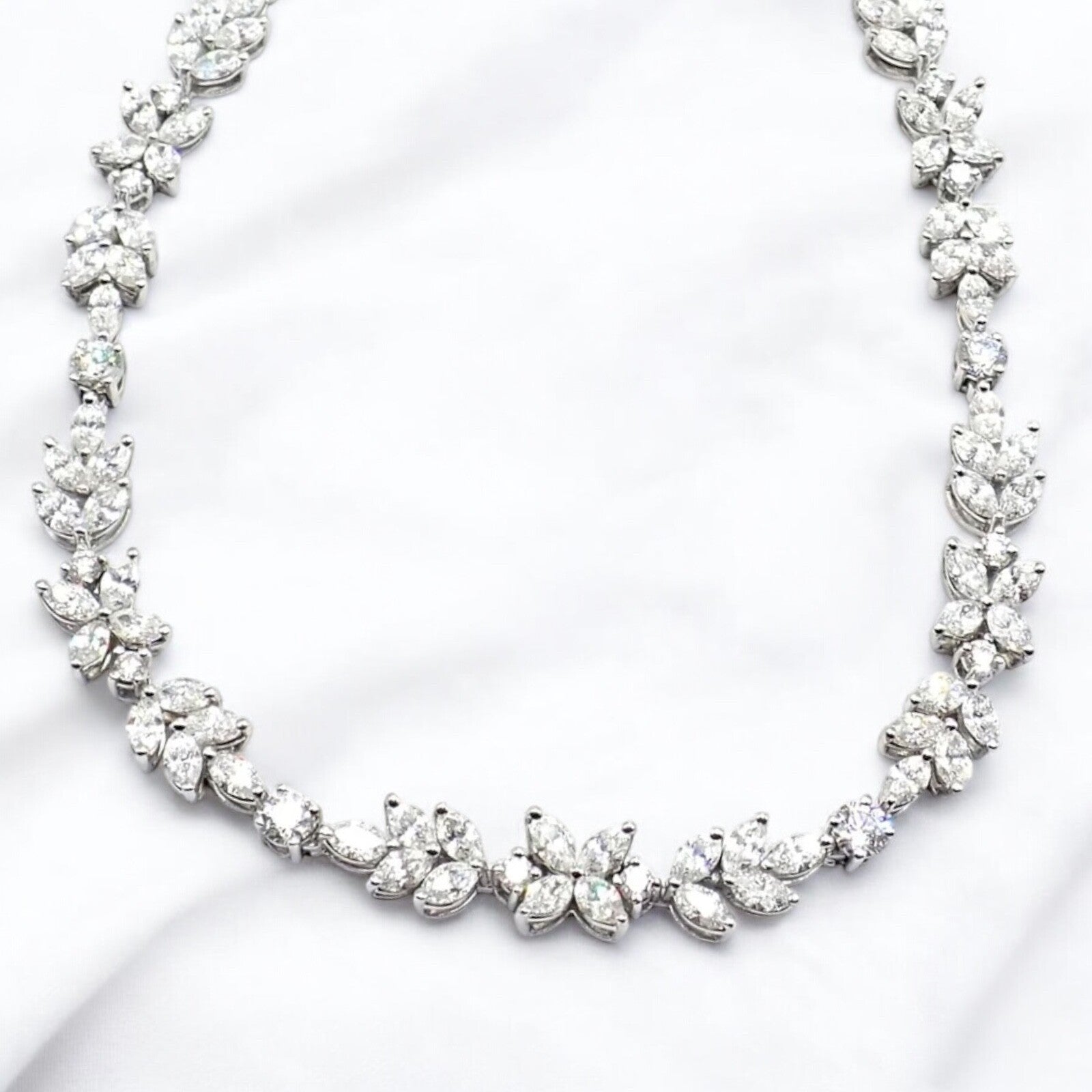 Tiffany & Co Victoria Platinum 15.92 Carat Diamond Mixed Cluster Necklace - Elegant Jewelry for Weddings, Anniversaries & Special Occasions