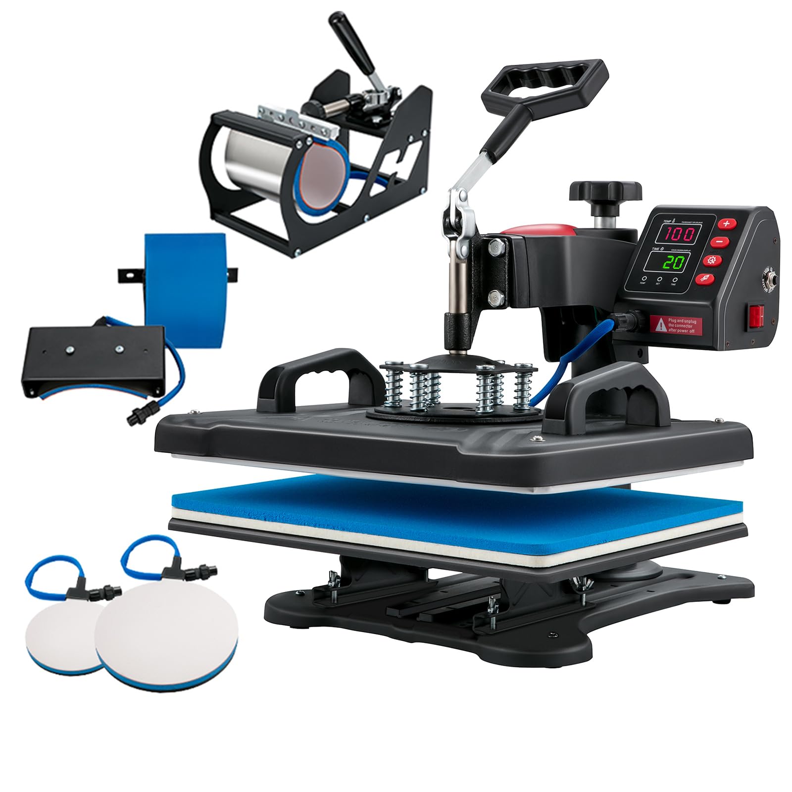 VEVOR 15x15 Inch 5-in-1 Digital Heat Press Machine for T-Shirts, Hats, Mugs & Plates - Professional Sublimation Printing Equipment for DIY Crafts & Small Business (Perfect for Custom Apparel, Promotional Items & Personalized Gifts)