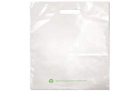White Poly Merchandise Bags 12x15 Inches with Die-Cut Handles, 2.25 mil LDPP, 25% Post-Consumer Recycled - Case of 1000 Bags - Perfect for Retail Packaging, Gift Bags & Trade Shows
