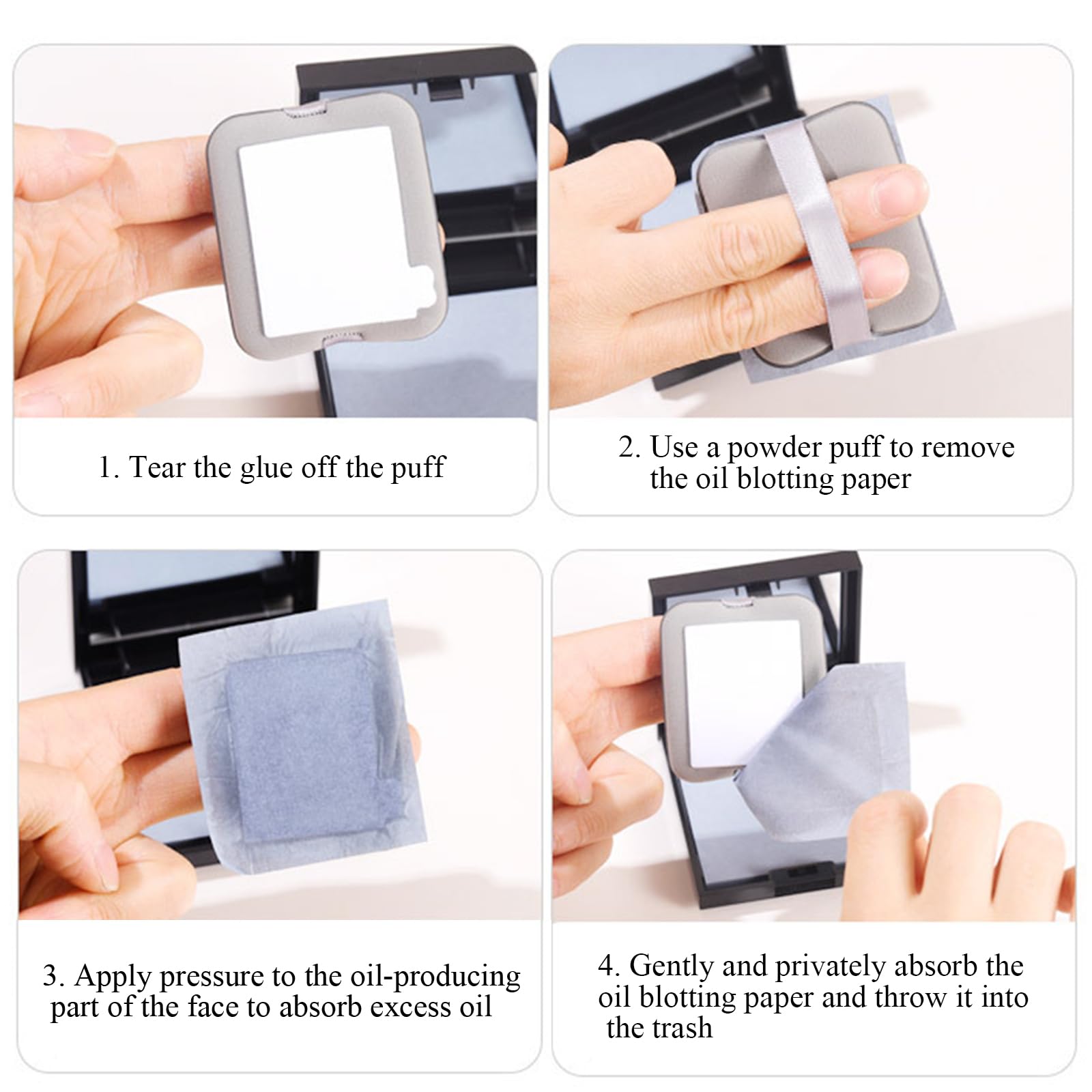 200 Pcs Oil Absorbing Blotting Papers for Oily Skin - Face Blotting Sheets with Built-In Mirror & Powder Puff - Compact Oil Control Paper for Men & Women - Perfect for On-the-Go Shine Control at Work, Gym or Travel