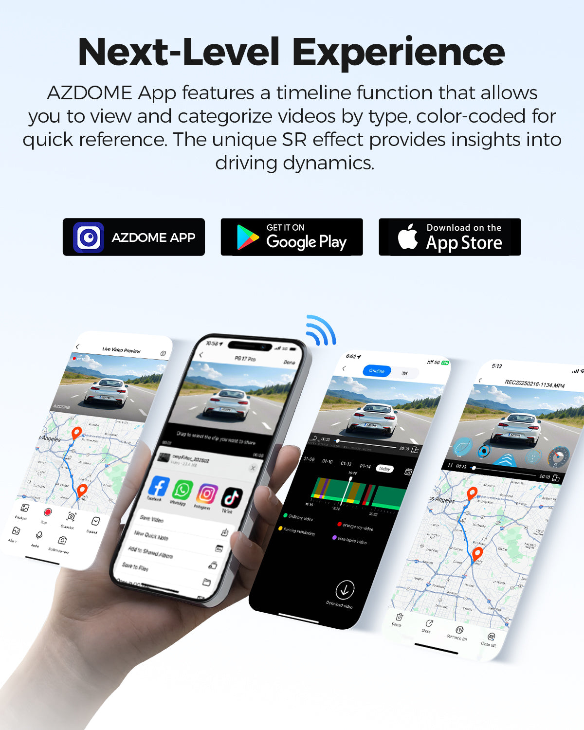 AZDOME PG17 Pro 4K+2.5K Dual Dash Cam with Sony STARVIS 2 Sensor, 5G WiFi, Rear View Mirror Camera - OTA Updates, Parking Assist, Voice Control, Includes 128GB Card - Perfect for Night Driving & Uber/Lyft Rides