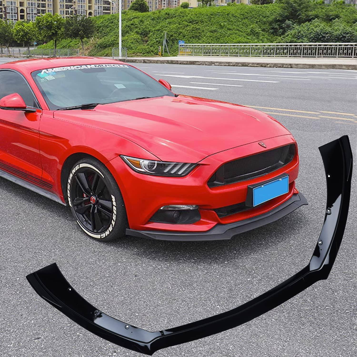 2015-2017 Ford Mustang Front Bumper Lip - 3PC Black Polyurethane Splitter for Enhanced Aerodynamics | Perfect for Street Racing & Car Shows