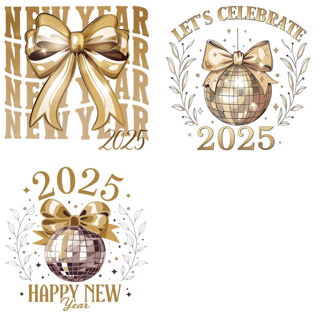 2025 New Year Iron-On Transfer Patch - Heat Press Vinyl Sticker for DIY T-Shirt & Clothing Decoration - Holiday Craft Applique for Custom Apparel, Gifts & Party Outfits