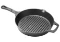 10.25 Inch Cast Iron Grill Pan with 1.75 Inch Depth - Pre-Seasoned, Induction Compatible, Heavy Duty Skillet for Steak, Burgers & Vegetables - Perfect for Indoor/Outdoor Cooking, Camping & BBQ Parties (NRE #018610)