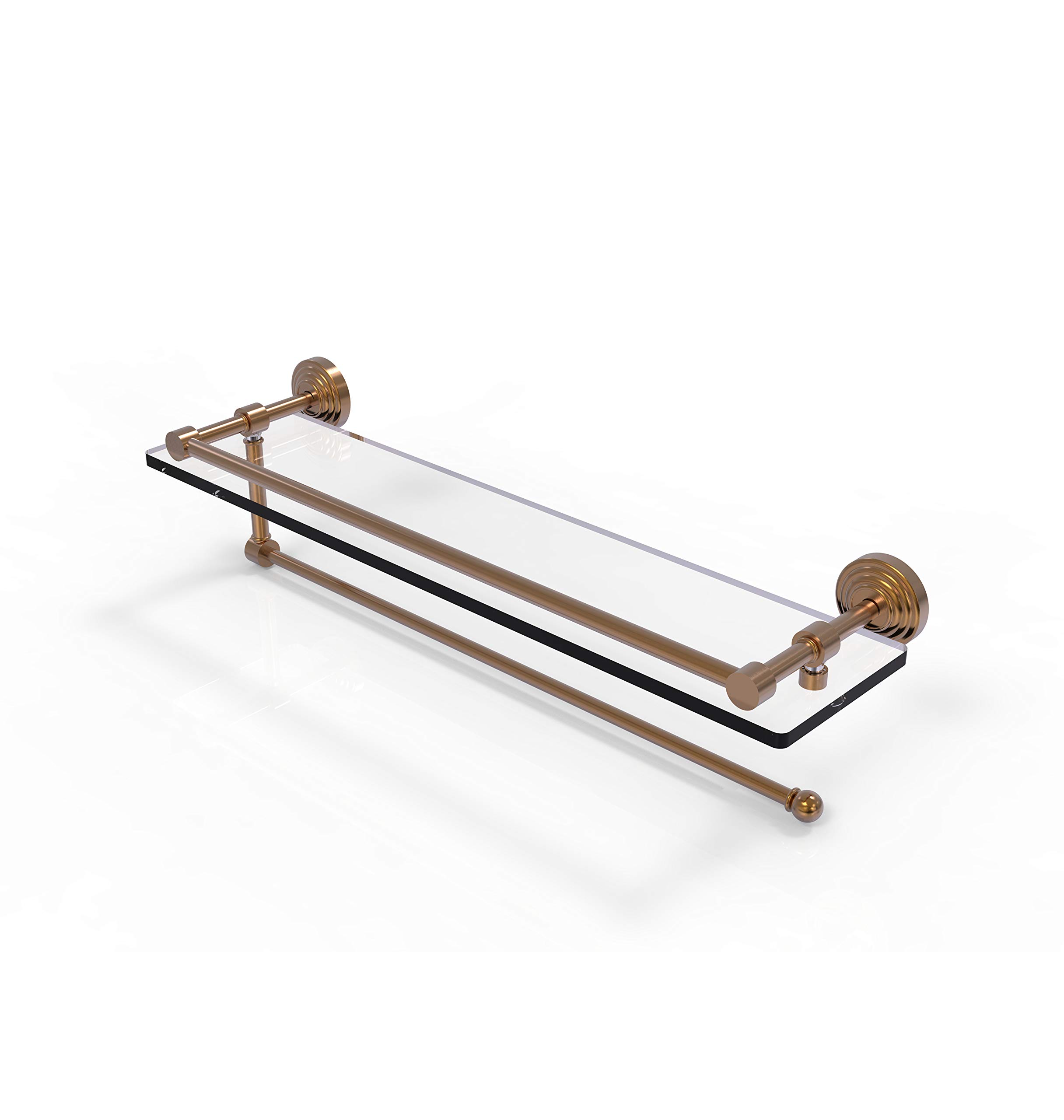 Allied Brass WP-1PT/22-GAL Wavely Place Collection Brushed Bronze Paper Towel Holder with 22 Inch Glass Shelf - Perfect for Kitchen, Bathroom & Laundry Room Organization