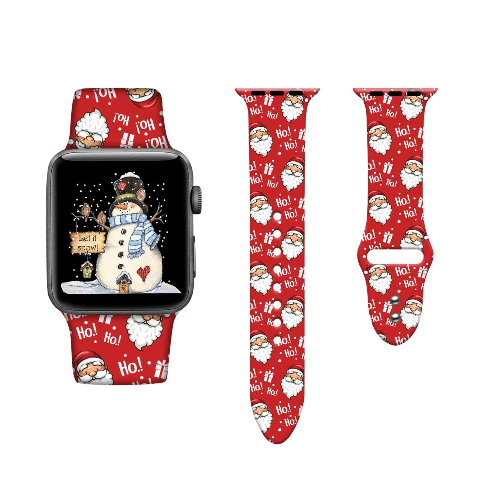 Festive Christmas Holiday Apple Watch Bands for Women & Men - Soft Silicone Sport Replacement Straps Compatible with iWatch Ultra/SE/Series 7/6/5/4/3/2/1 (38mm 40mm 41mm 42mm 44mm 45mm) - Perfect for Gifts, Workouts & Holiday Parties