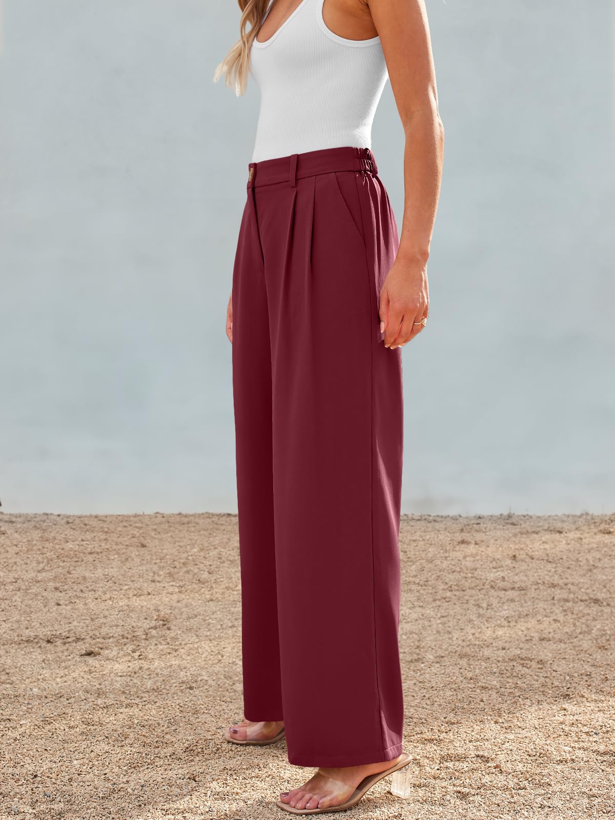 AUTOMET Women's Wide Leg Dress Pants - High Waisted Loose Fit Business Casual Work Trousers with Pockets - Office Wear & Professional Outfits 2025