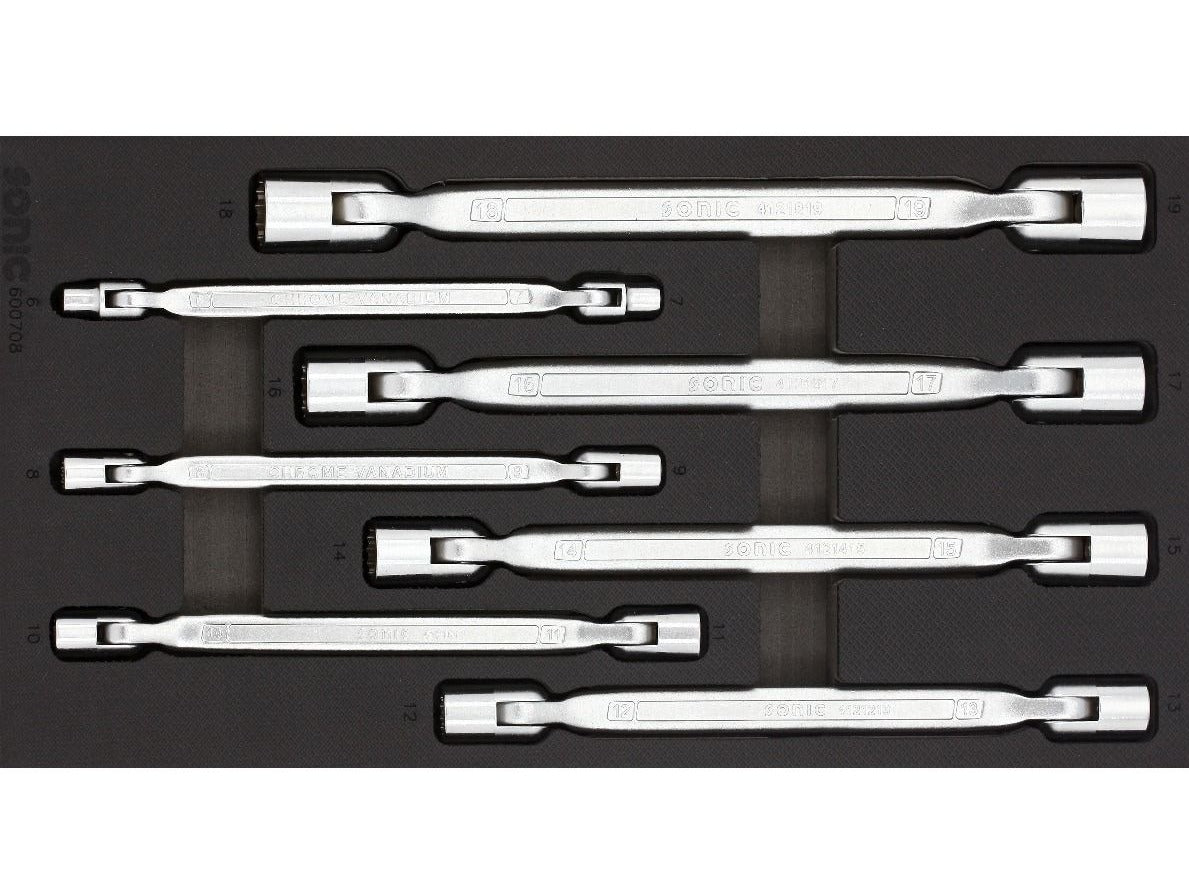 Premium 7-Piece Sonic Foam System Hinged Socket Wrench Set - 1/3