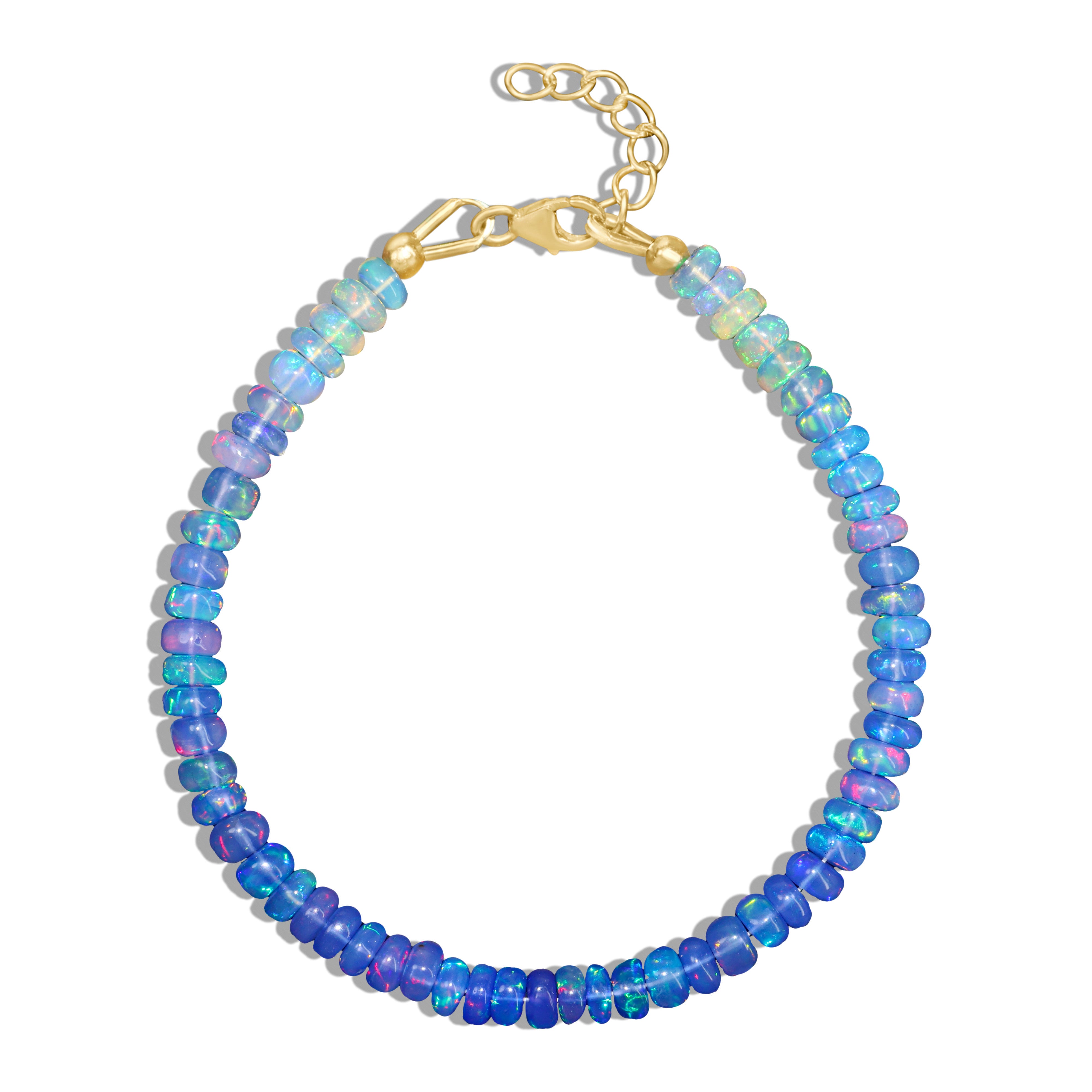 Blue Opal Plain Shaded Beaded Bracelet - Natural Birthstone Jewelry for Women | Perfect Gift for Birthday, Anniversary & Special Occasions