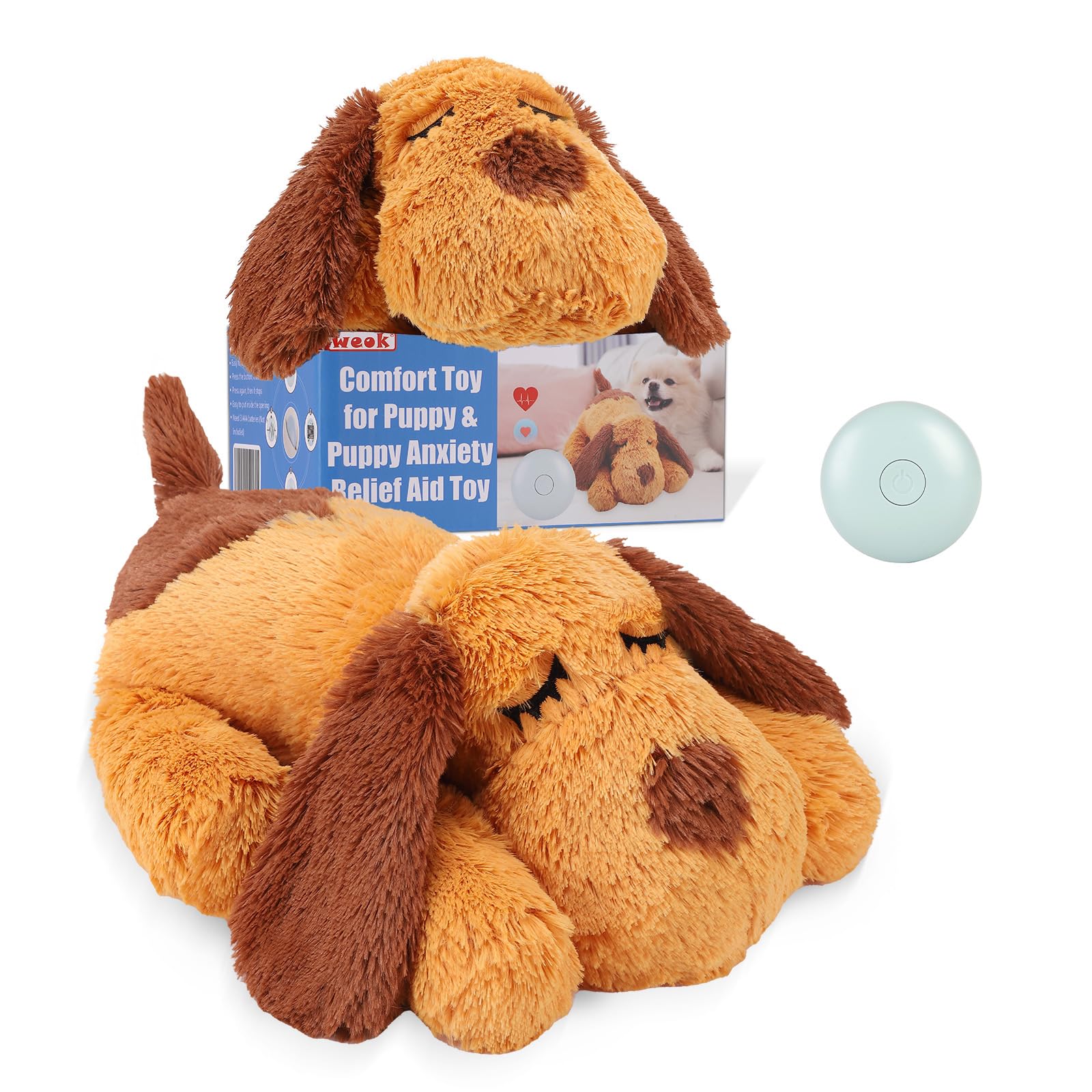 Heartbeat Puppy Toy - Soothing Stuffed Animal with Realistic Heartbeat for Anxious Dogs, Calming Aid for Puppy Separation Anxiety, Comfort Cuddler Pillow - Perfect for New Puppies, Travel & Bedtime Stress Relief
