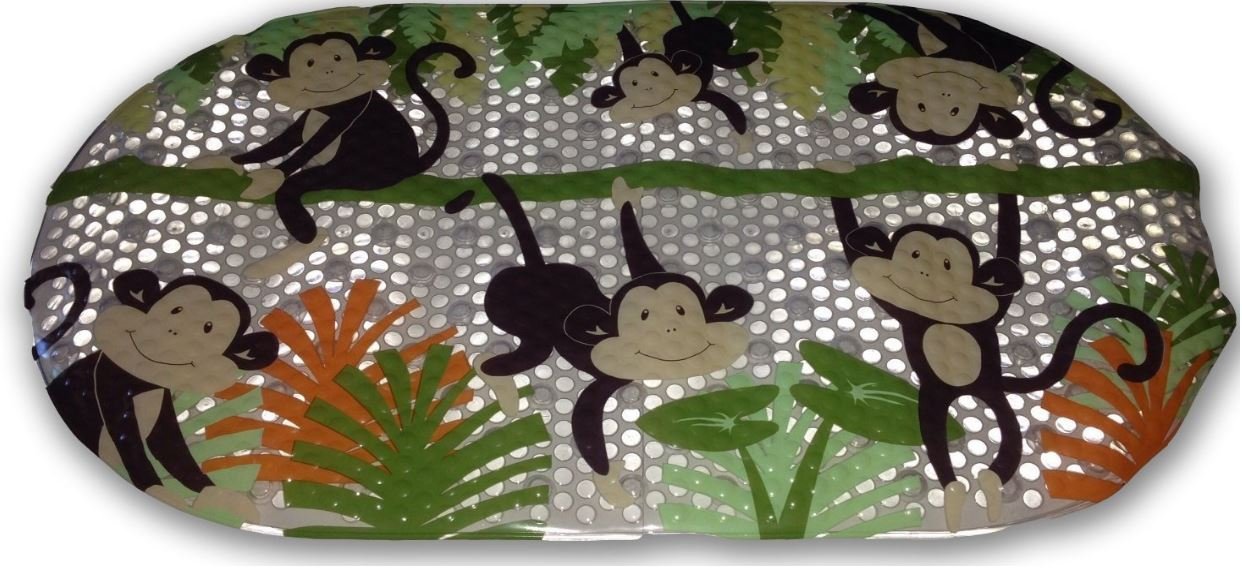 Non-Slip Monkey Bathtub Mat for Kids - Cute & Safe Bathroom Floor Mat, Anti-Slip Shower Mat for Baby & Toddler - Perfect for Bath Time Fun and Nursery Decor