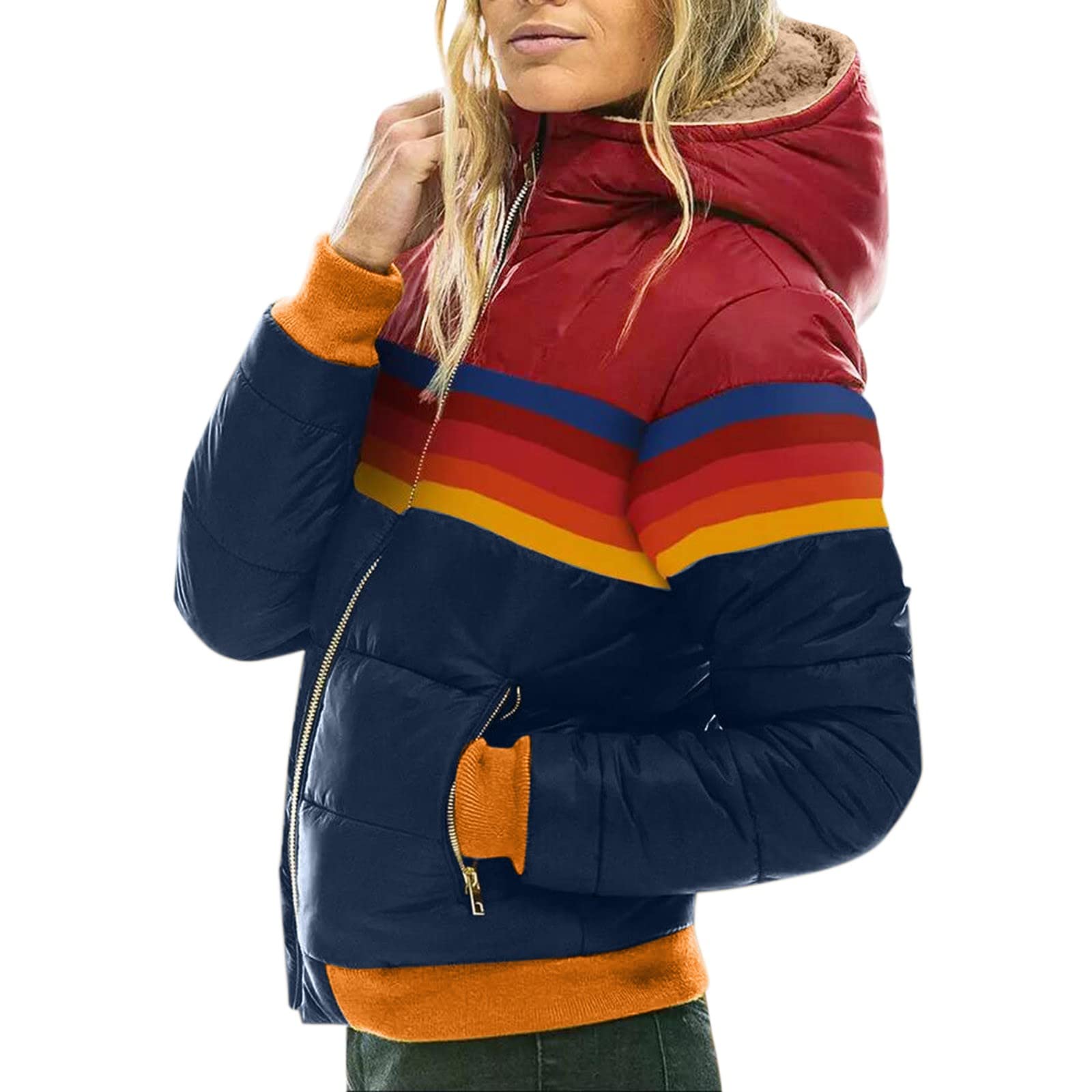 Women's Lightweight Spring Jacket - Rainbow Printed Loose Fit Turtleneck Top Coat with Zipper | Casual Outerwear for Spring Outings, Travel & Daily Wear