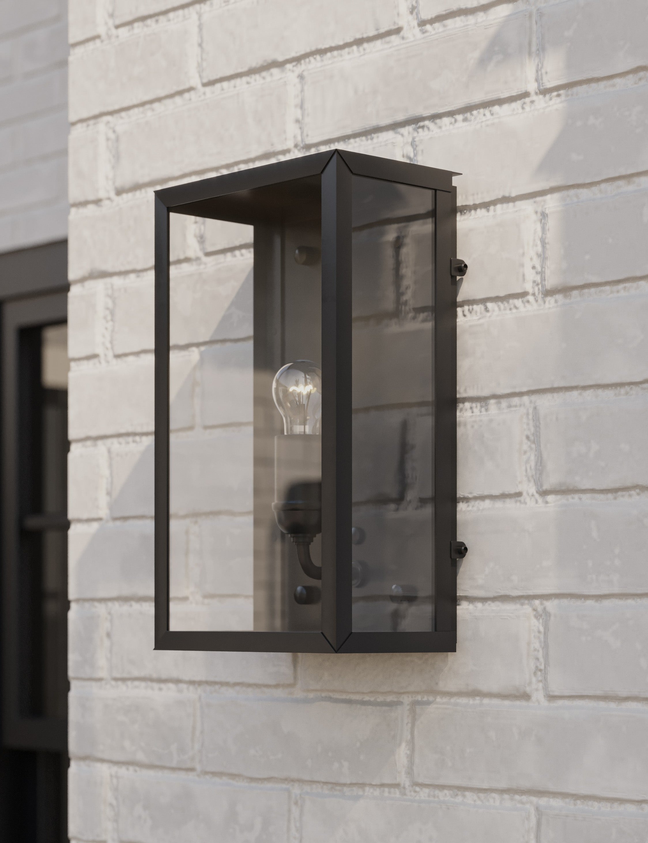 Carrington Outdoor Wall Sconce Light - Weatherproof Exterior Lighting Fixture for Porch, Patio, Garden & Entryway - Black Metal Outdoor Wall Light with Clear Glass Shade