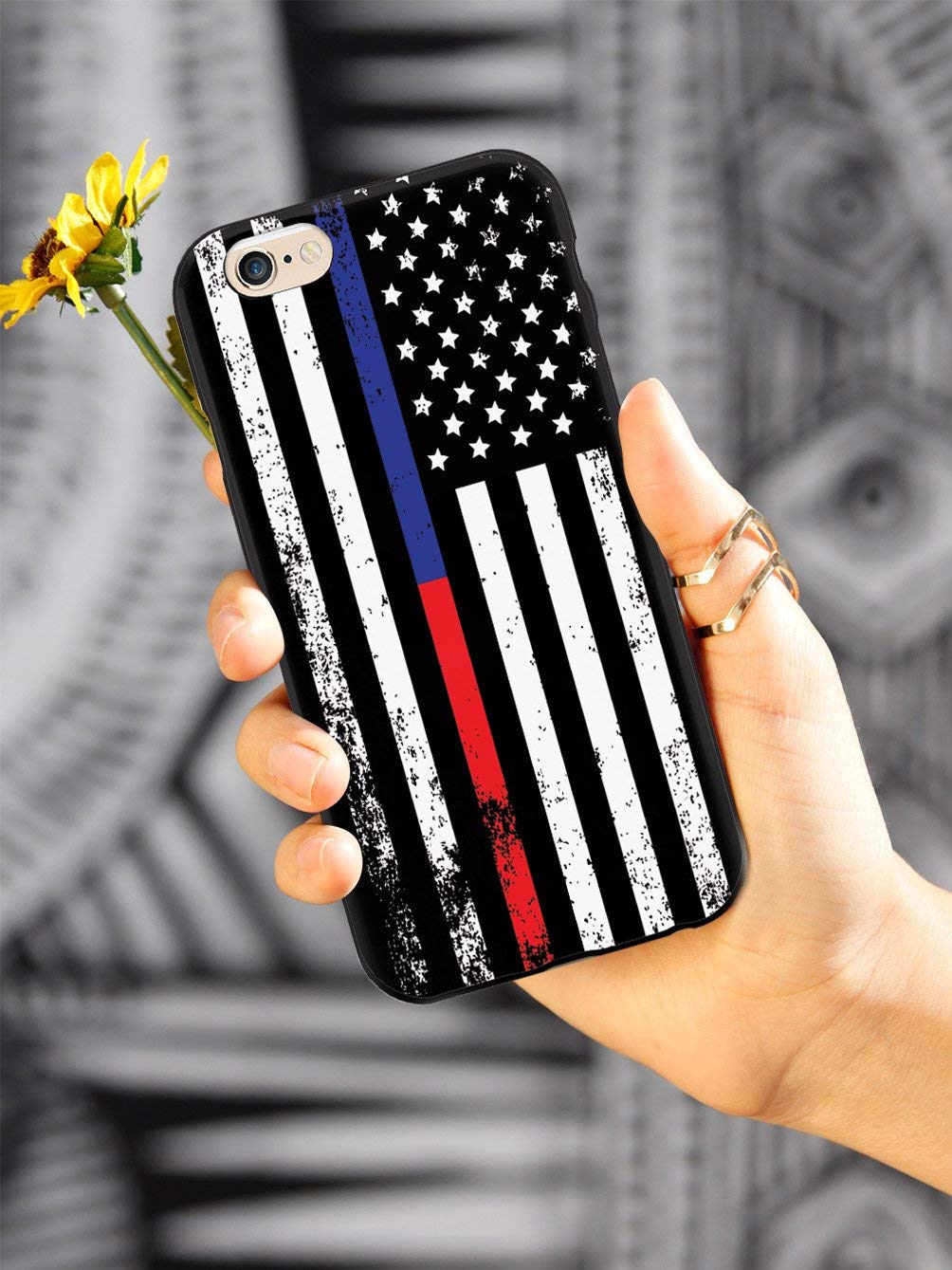 Inspired Cases - Protective Phone Case for Samsung Galaxy Note 10 Plus - 3D Textured Design with American Flag & Thin Blue/Red Line - Slim Fit Shockproof Cover - Perfect for Daily Use, Travel & Outdoor Activities