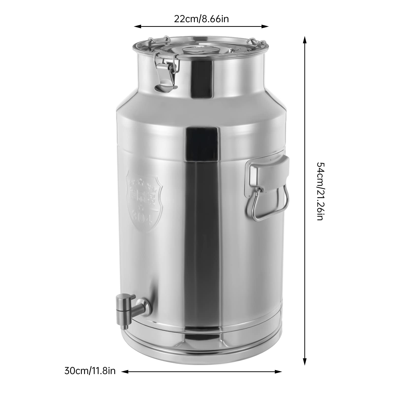 Premium 35L 304 Stainless Steel Heavy Duty Milk Can - Food Grade Sealed Storage Bucket for Liquids & Solids with Lid, Handles & Faucet - Ideal for Milk, Wine, Beverage Storage in Homes, Cafes, Milk Tea Shops & Commercial Kitchens