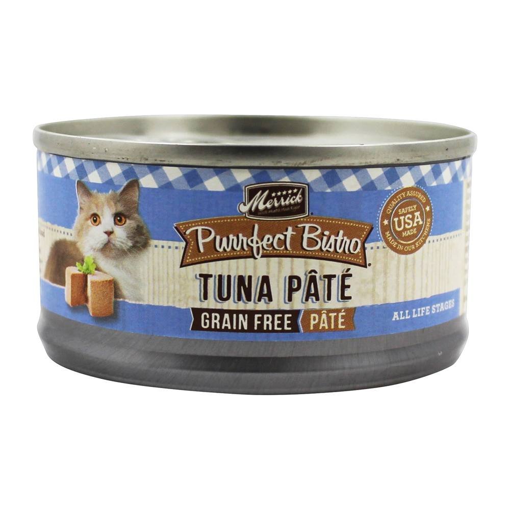 Merrick Purrfect Bistro Grain-Free Tuna Pate Wet Cat Food - 3oz Can, High Protein, Natural Ingredients for Adult & Senior Cats - Perfect for Mealtime, Travel & Treats