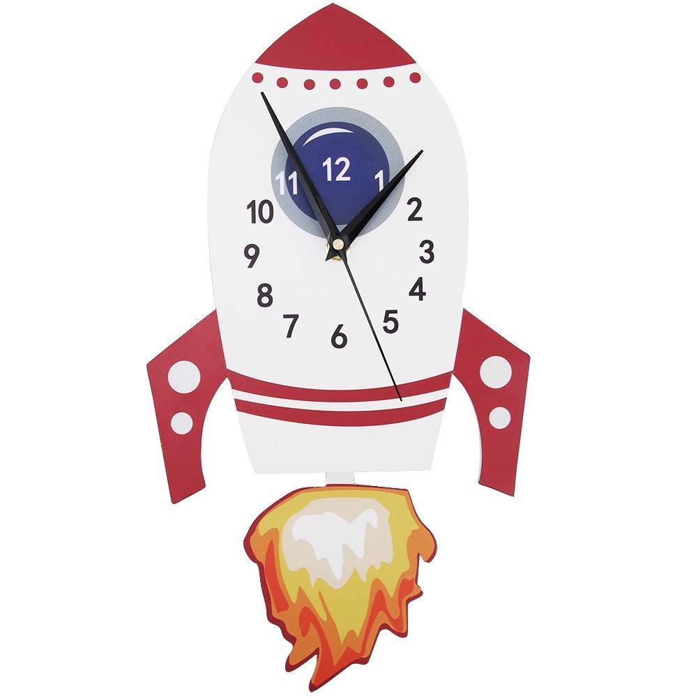 Cartoon Silent Wall Clock - Noiseless Pendulum Clock for Kids Room, Nursery & Living Room Decor | Fun & Unique Wall Sticker Mural Decal for Children's Bedroom & Playroom