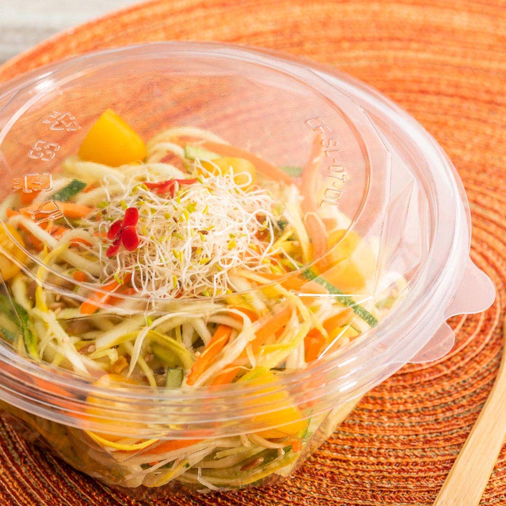Restaurantware 500 Pack Clear PLA Plastic Takeout Cup Lids - Fits 24oz & 32oz Containers, Eco-Friendly Disposable To-Go Lids for Coffee Shops, Restaurants & Food Delivery Services