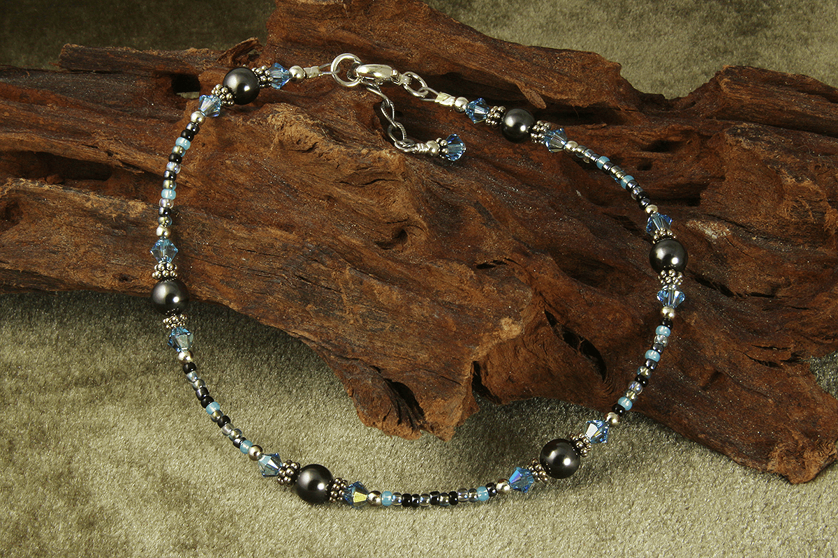 Aqua Gray Pearl Beaded Anklet - Elegant Adjustable Ankle Bracelet for Women | Perfect for Beach, Summer & Boho Fashion Accessories