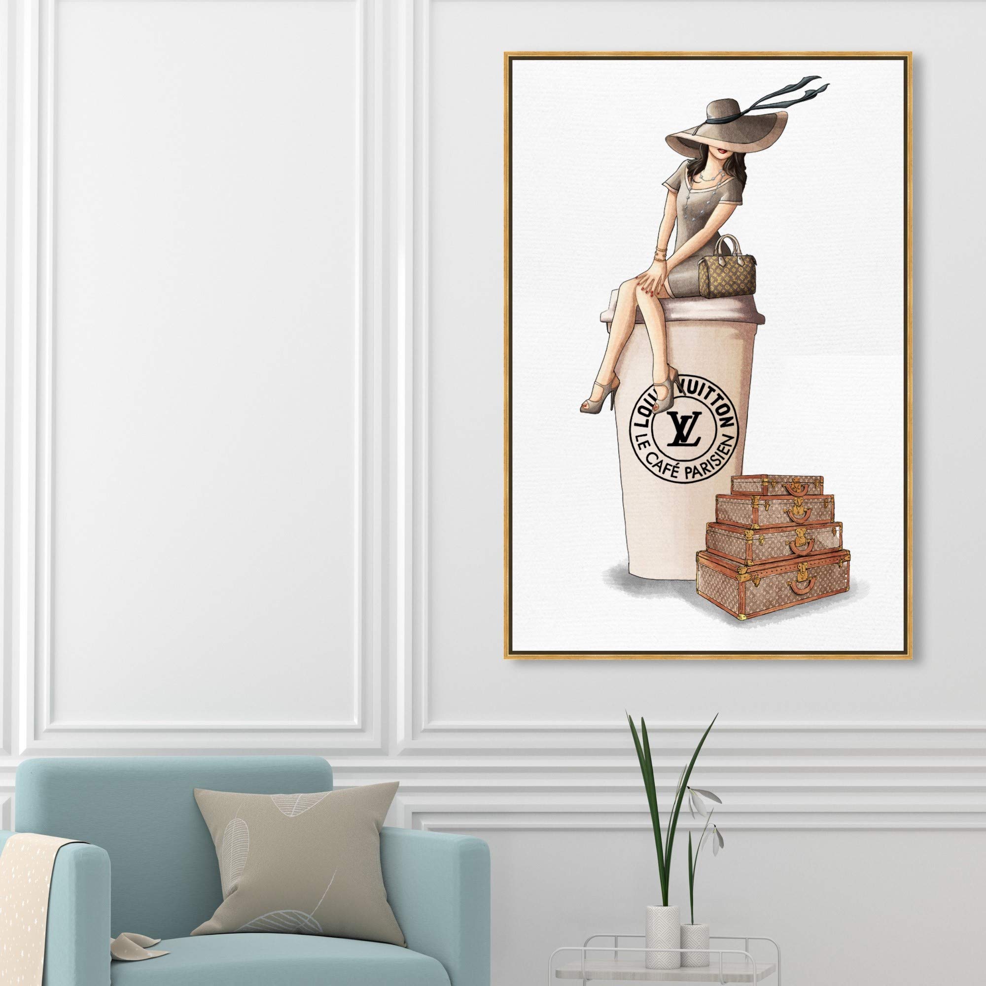 Oliver Gal Artist Co. 'Cafe au Lait Paris Dark' Framed Wall Art - 40x60 Inch Fashion Canvas Print for Home Décor, Brown & White Travel-Inspired Artwork | Perfect for Living Room, Bedroom or Office Wall Decor